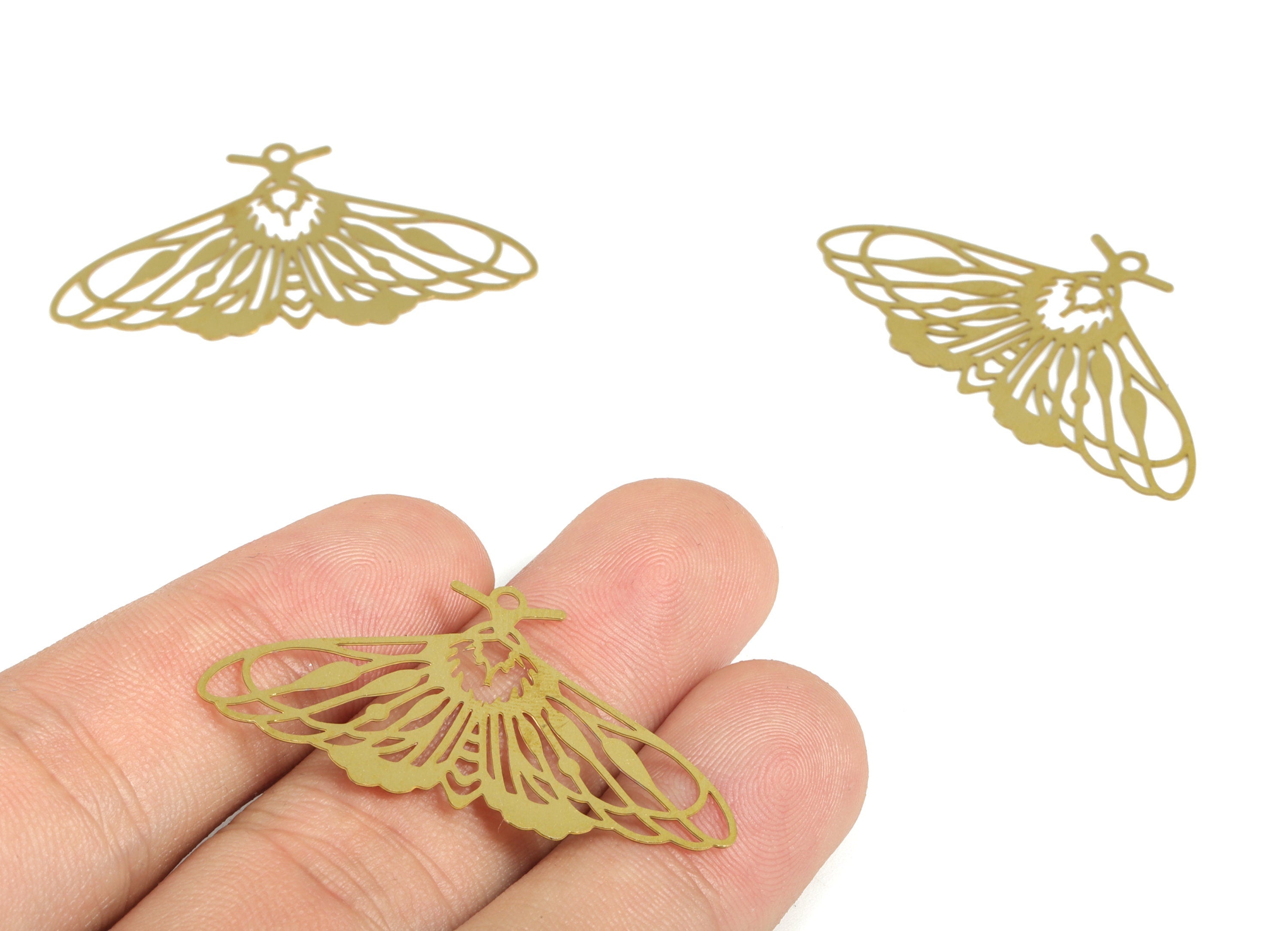 Brass Butterfly Earring Charms - Raw Brass Butterfly Pendant - Earring Findings - Jewellery Making Supplies - 41.94x23.19x0.28mm - JJB6622 - DOMEDBAZAAR