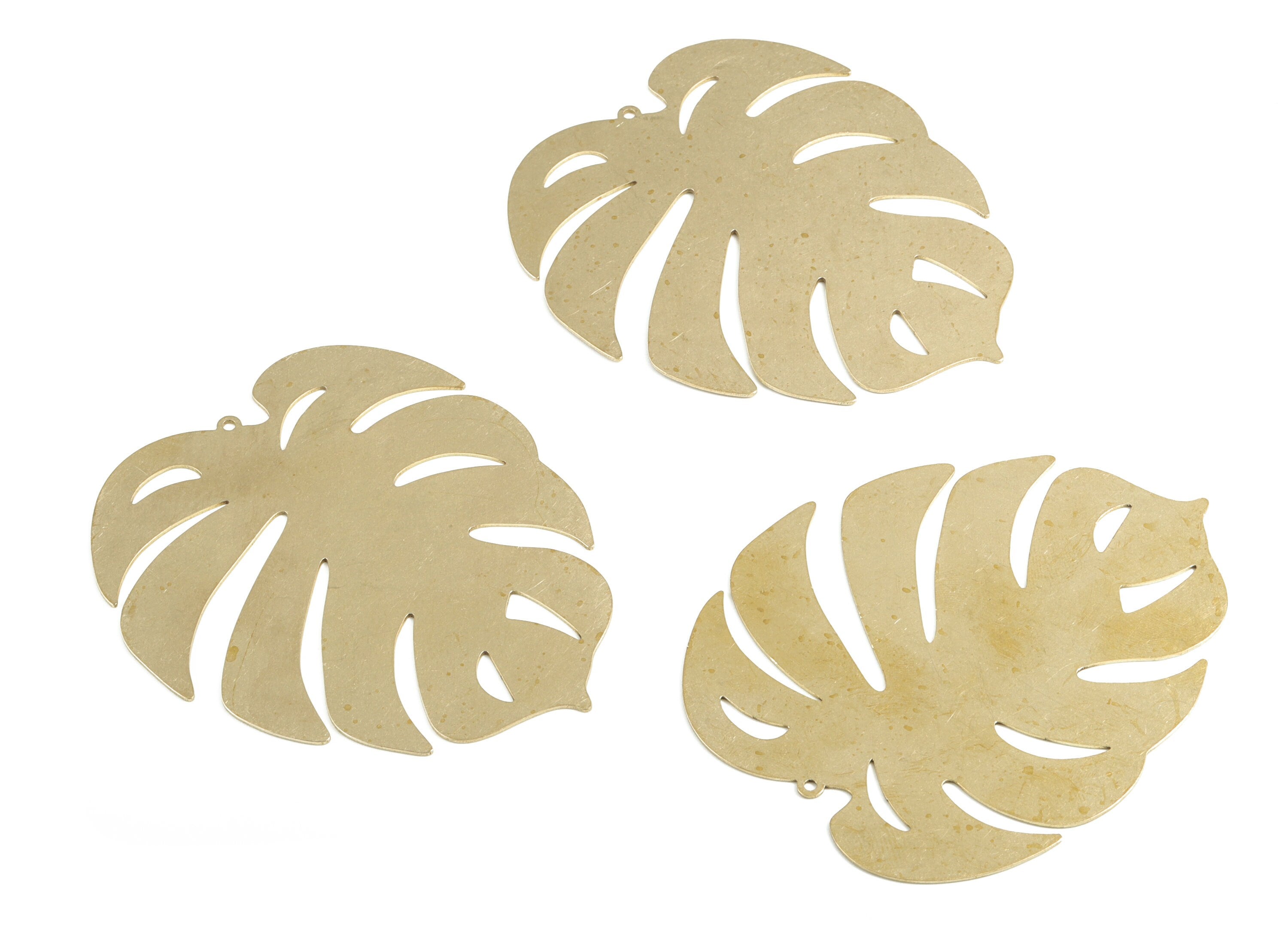 Brass Monstera Earring Charms - Raw Brass Monstera Pendant - Earrings Finding - Jewelry Supplies - 80.32x66.01x0.71mm - PP3690 - DOMEDBAZAAR