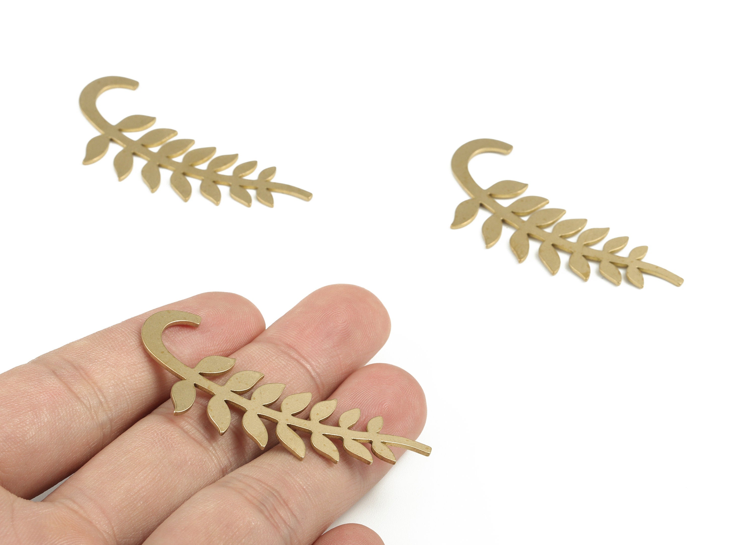 Brass Flower Spike Blank - Raw Brass Letter Flower Spike Blank - Brass Wallart Decoration - Jewelry Supplies - 54.56x23.35x0.94mm - PP3724 - DOMEDBAZAAR