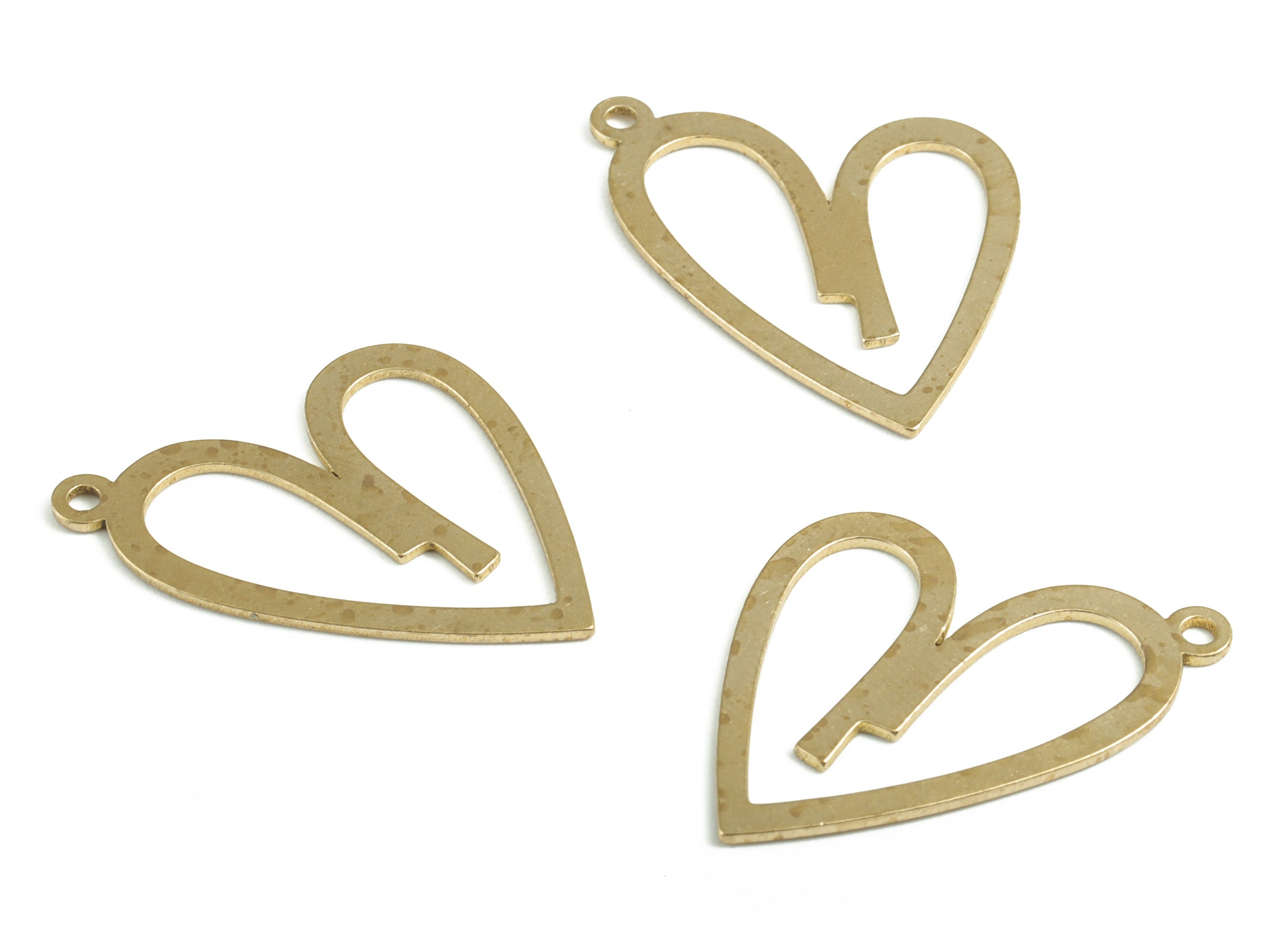 Brass Heart Earring Charms - Raw Brass Heart Pendant - Jewelry Making Supplies - 30.41x22.69x0.76mm - PP3733 - DOMEDBAZAAR