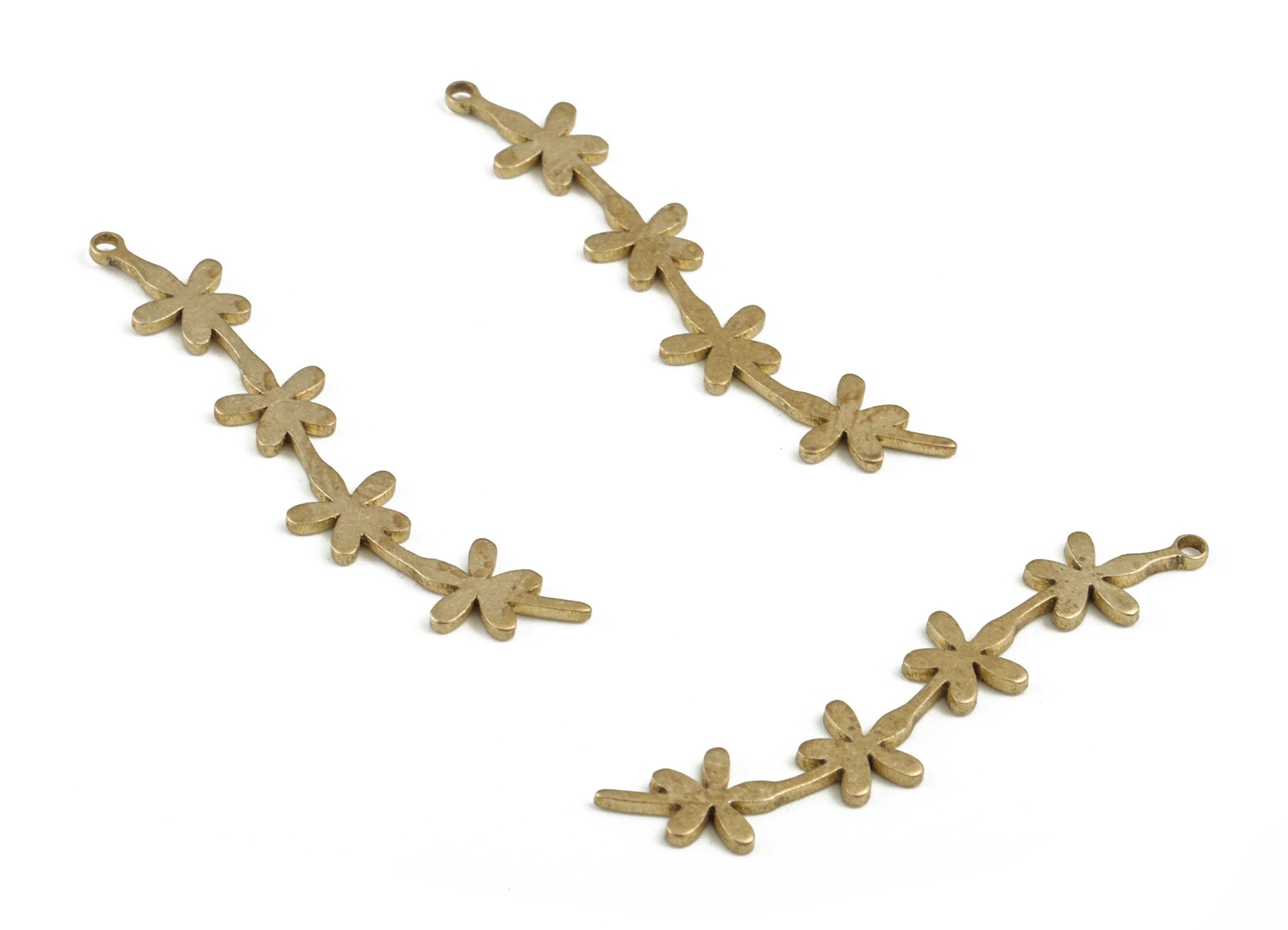 Brass Leaf Branch Earring Charms - Raw Brass Leaf Connector – Leaves Charm - Earring Findings - Jewelry Supplies - 35.49x6.17x0.9mm - PP3722 - DOMEDBAZAAR