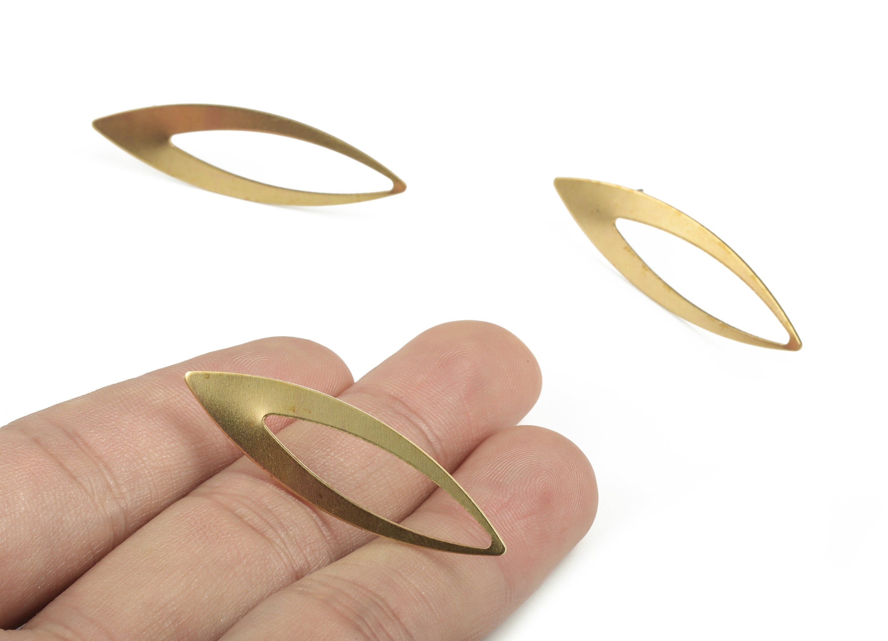 Brass Rhombus Earring Stud - Raw Brass Rhombus Earring Post - Surgical Stud - Earring Post - Jewelry Supplies - 41.89x11.99x0.83mm - PP3630 - DOMEDBAZAAR