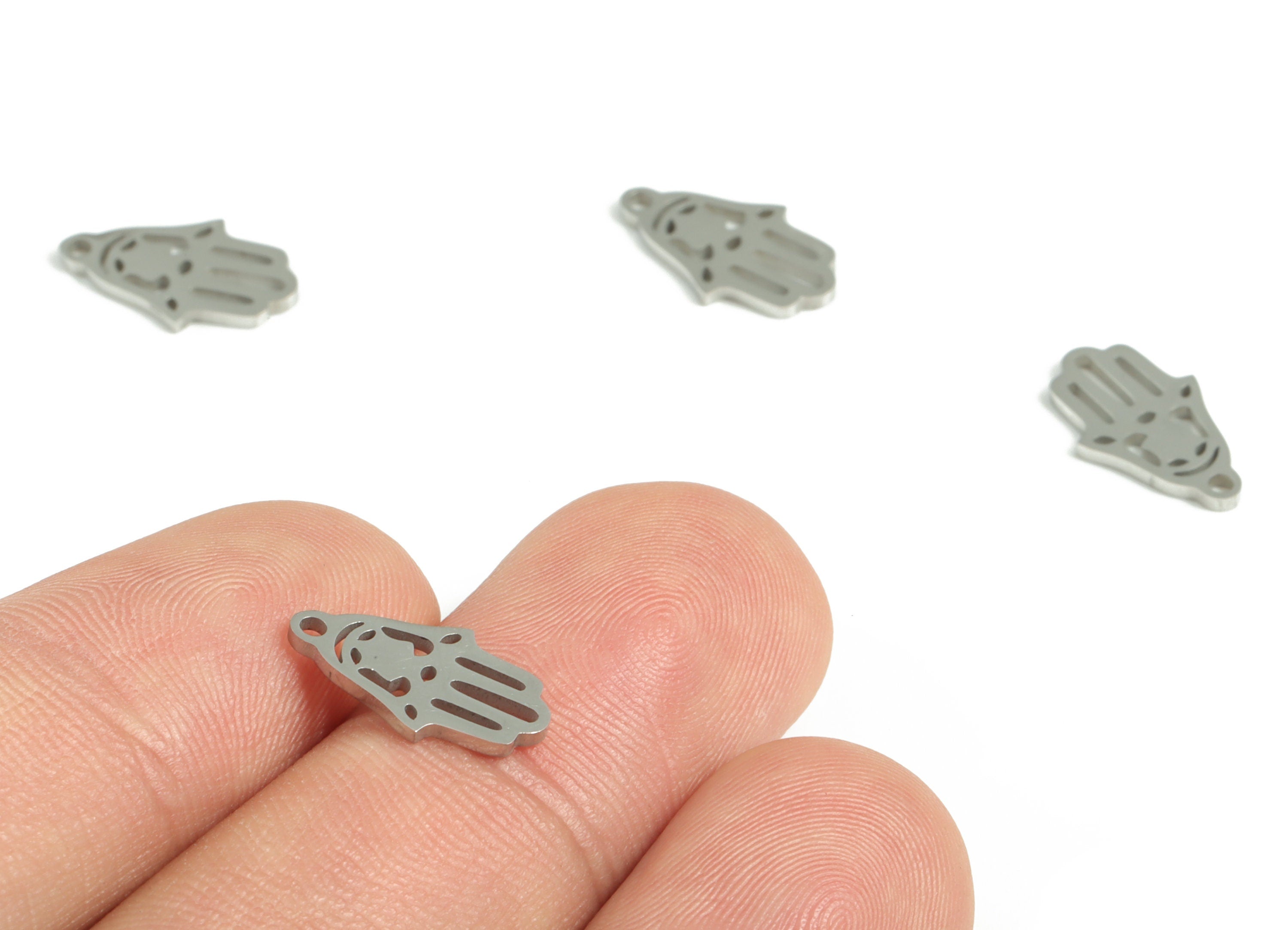 Stainless Steel Hand Earring Charms - Stainless Steel Hand Pendant - Jewelry Making Supplies - 13.91x8.06x0.99mm - SS1209 - DOMEDBAZAAR