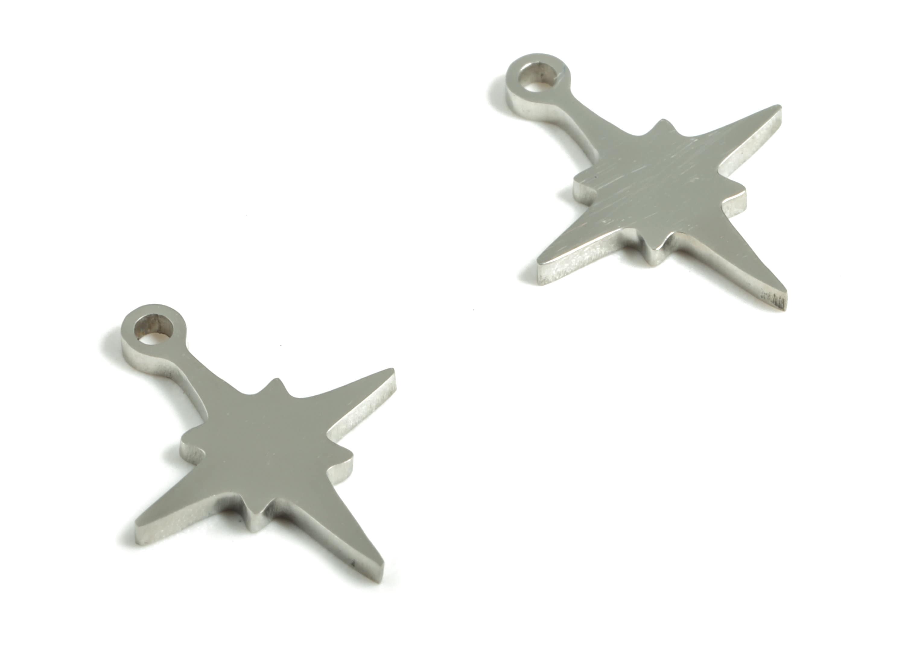 Stainless Steel Star Earring Charms - Stainless Steel Star Pendant - Jewelry Making Supplies - 13.49x10.73x0.99mm - SS1202 - DOMEDBAZAAR