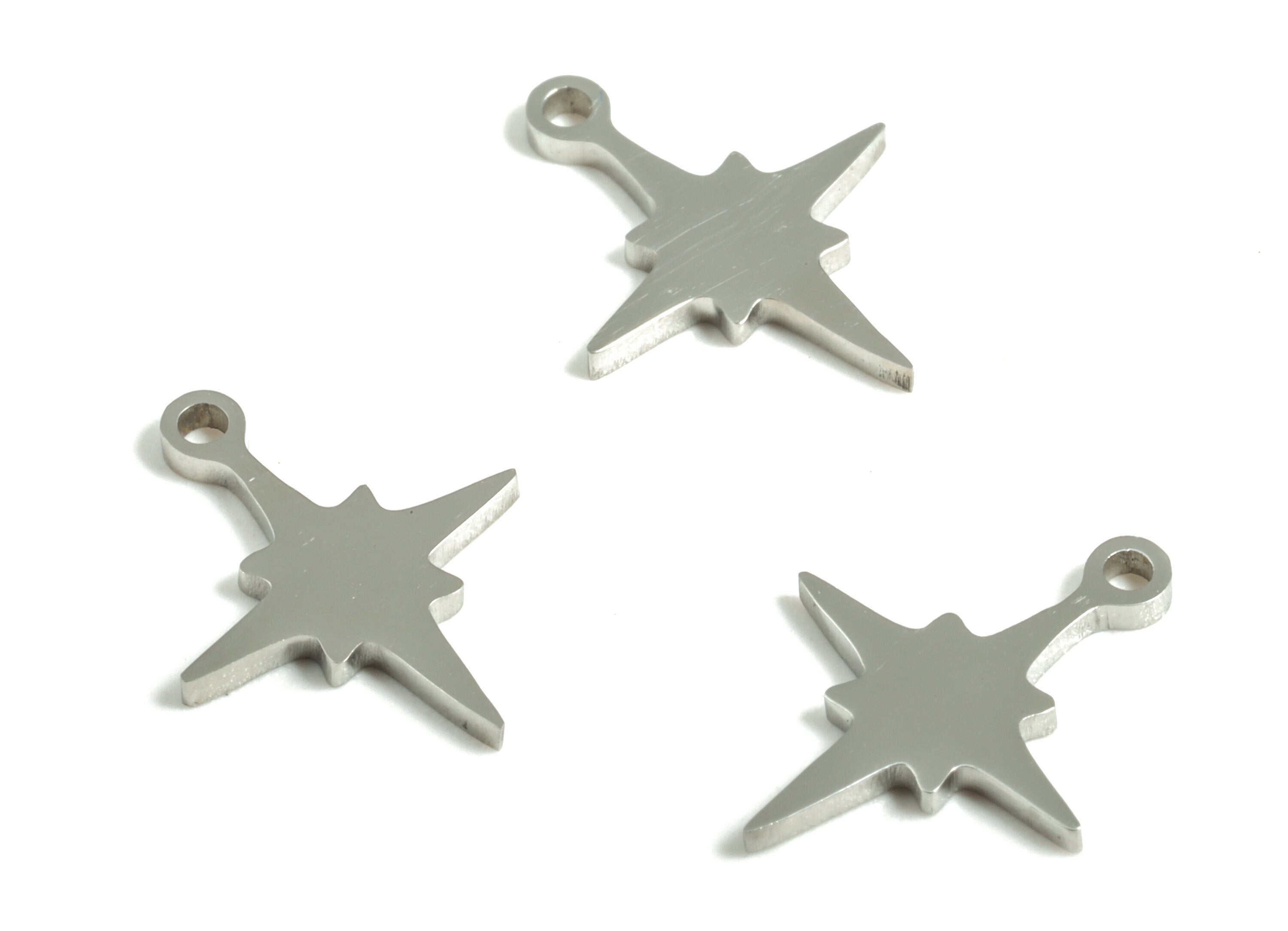 Stainless Steel Star Earring Charms - Stainless Steel Star Pendant - Jewelry Making Supplies - 13.49x10.73x0.99mm - SS1202 - DOMEDBAZAAR