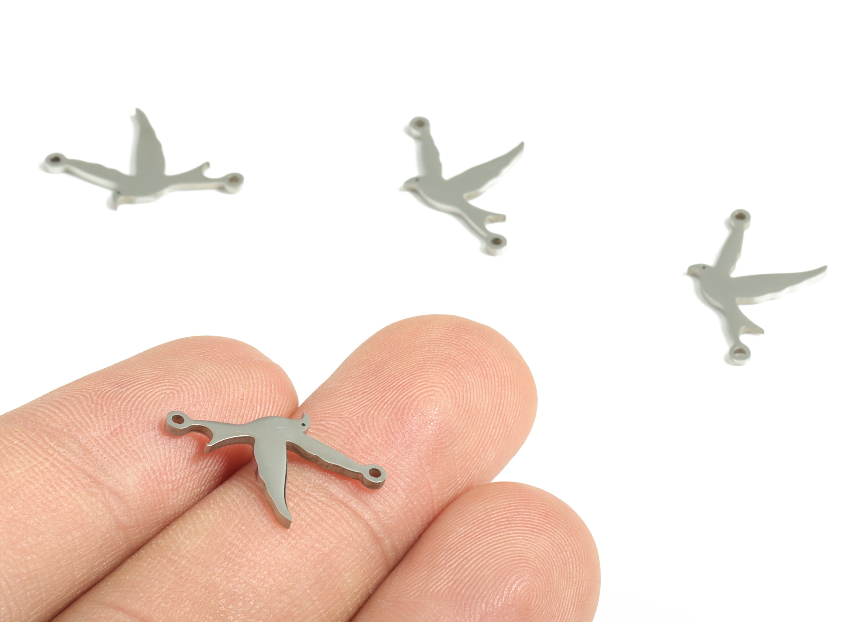 Stainless Steel Bird Connector - Stainless Steel Bird Earrings Charms and Pendant - Jewelry Making Supplies - 18.91x12.81x0.99mm - SS1201 - DOMEDBAZAAR