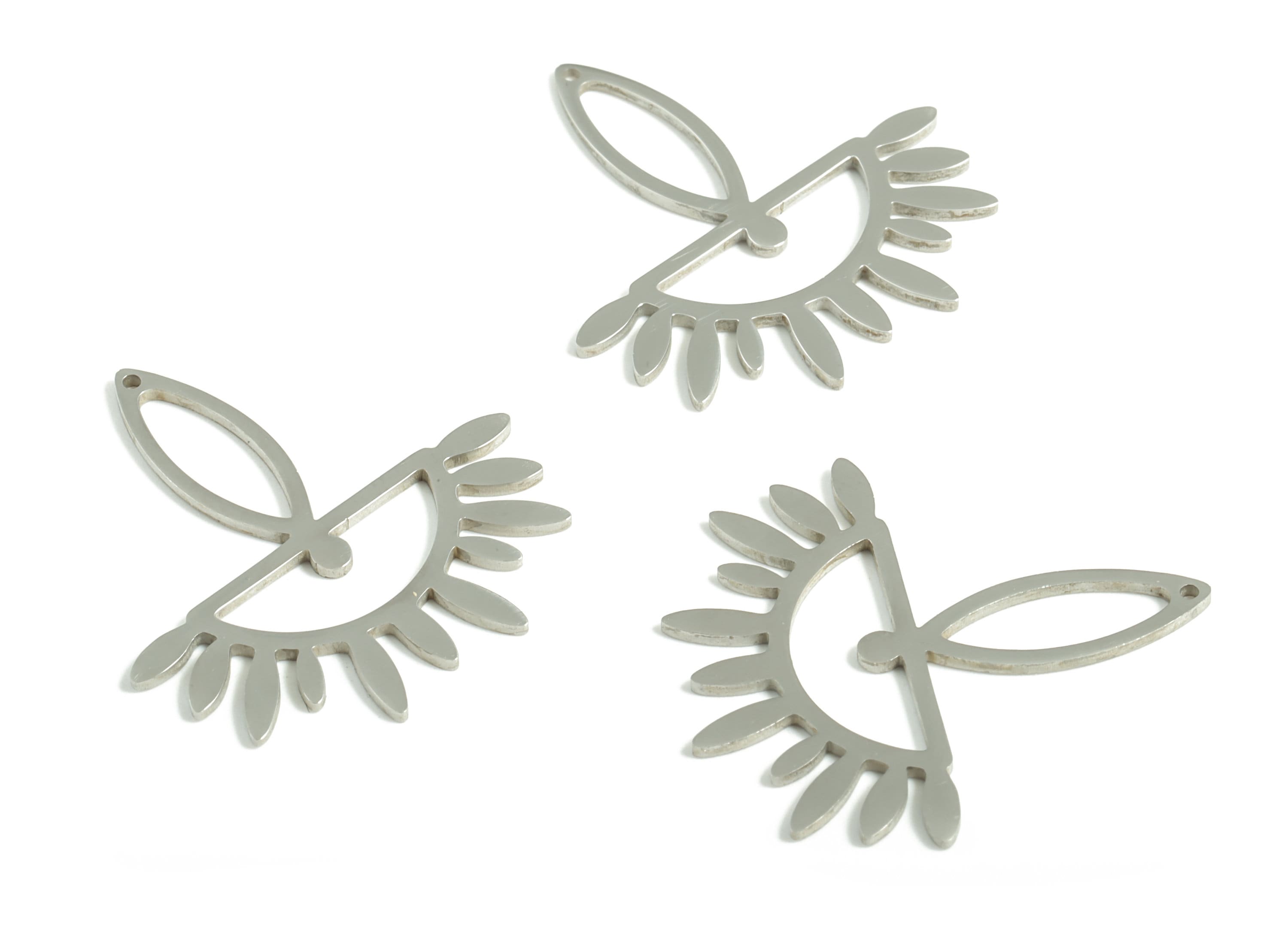 Stainless Steel Marquise Semi Circle Earring Charms - Marquise Half Moon Pendant - Jewelry Making Supplies - 30.4x28.18x0.97mm - SS1187 - DOMEDBAZAAR