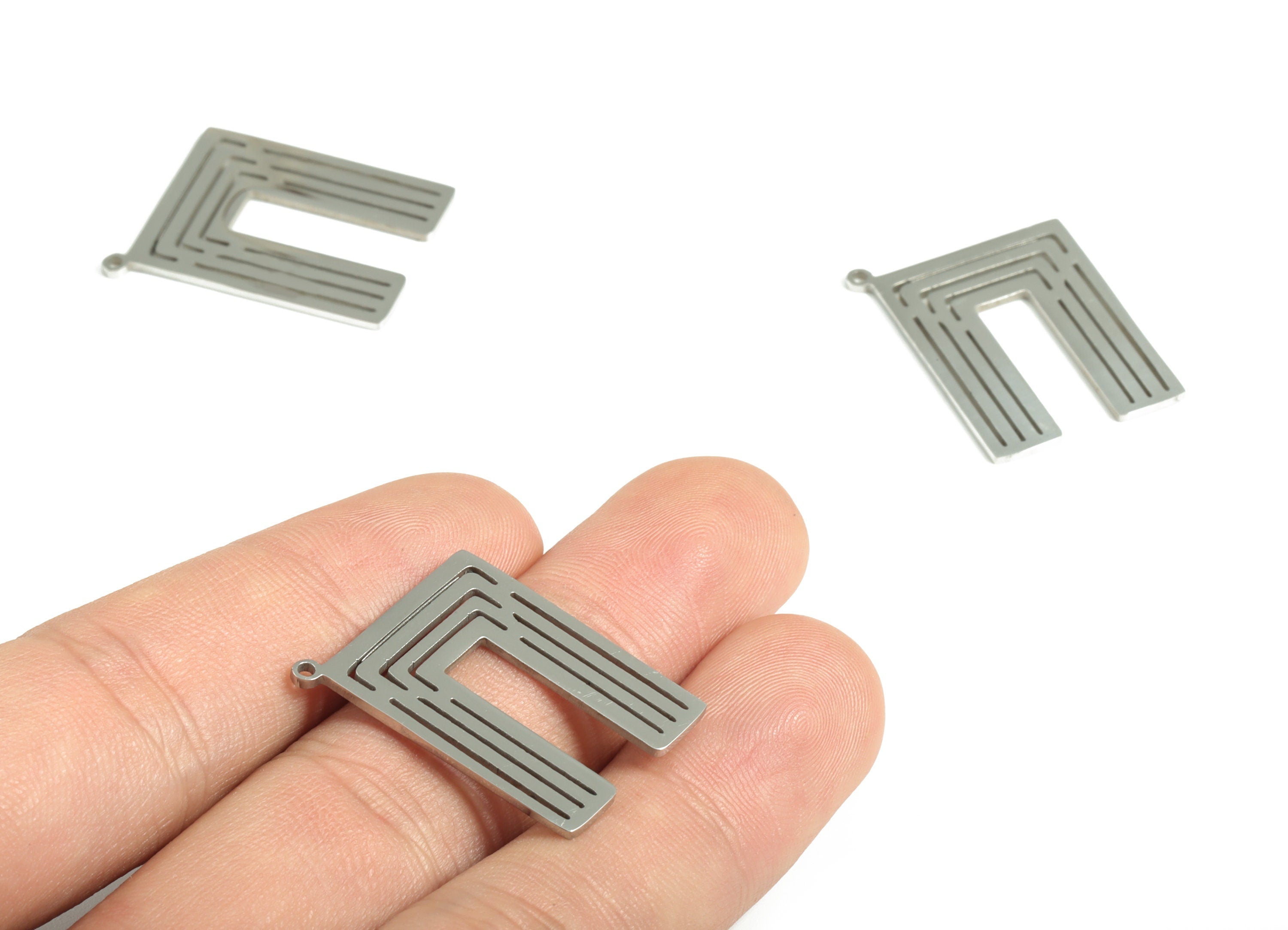 Stainless Steel Rectangle Earring Charms - Stainless Steel Rectangle Pendant - Jewelry Making Supplies - 26.39x19.25x1mm - SS1193 - DOMEDBAZAAR
