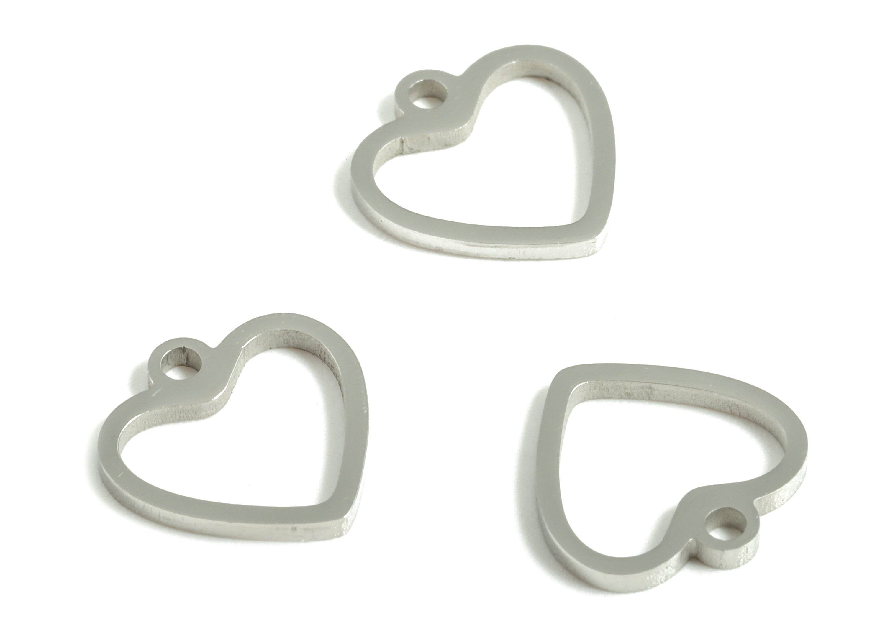 Stainless Steel Heart Earring Charms - Stainless Steel Heart Pendant - Jewelry Making Supplies - 9.82x9.81x0.95mm - SS1207 - DOMEDBAZAAR