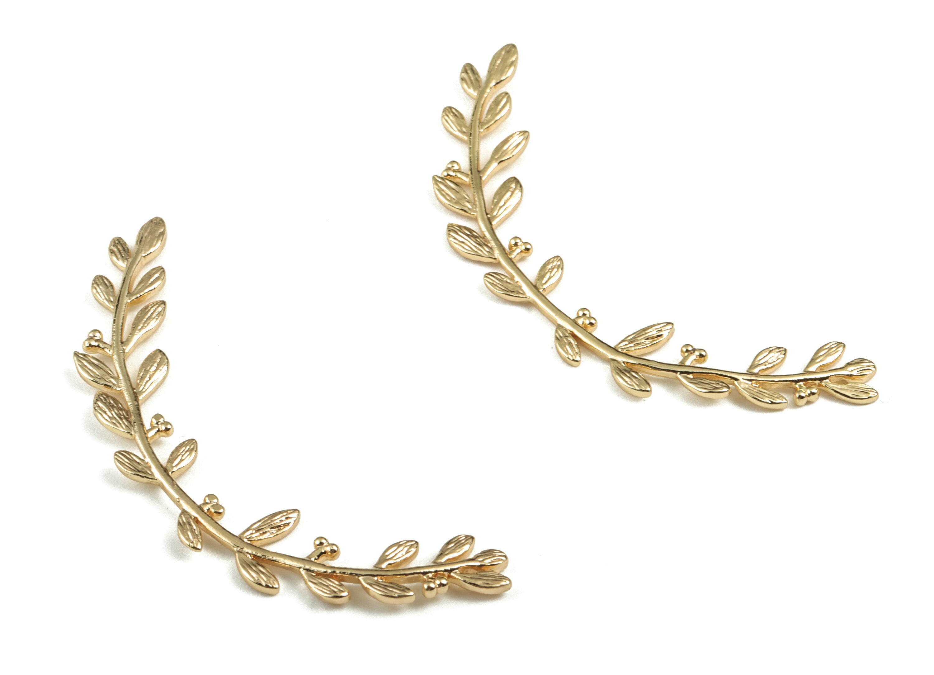 Brass Branch Brooch - Gold Brass Branch Brooch - 18K Real Gold Plated Brass - Jewelry Supplies - 50.37x28.18x2.1mm - RGP2790 - DOMEDBAZAAR