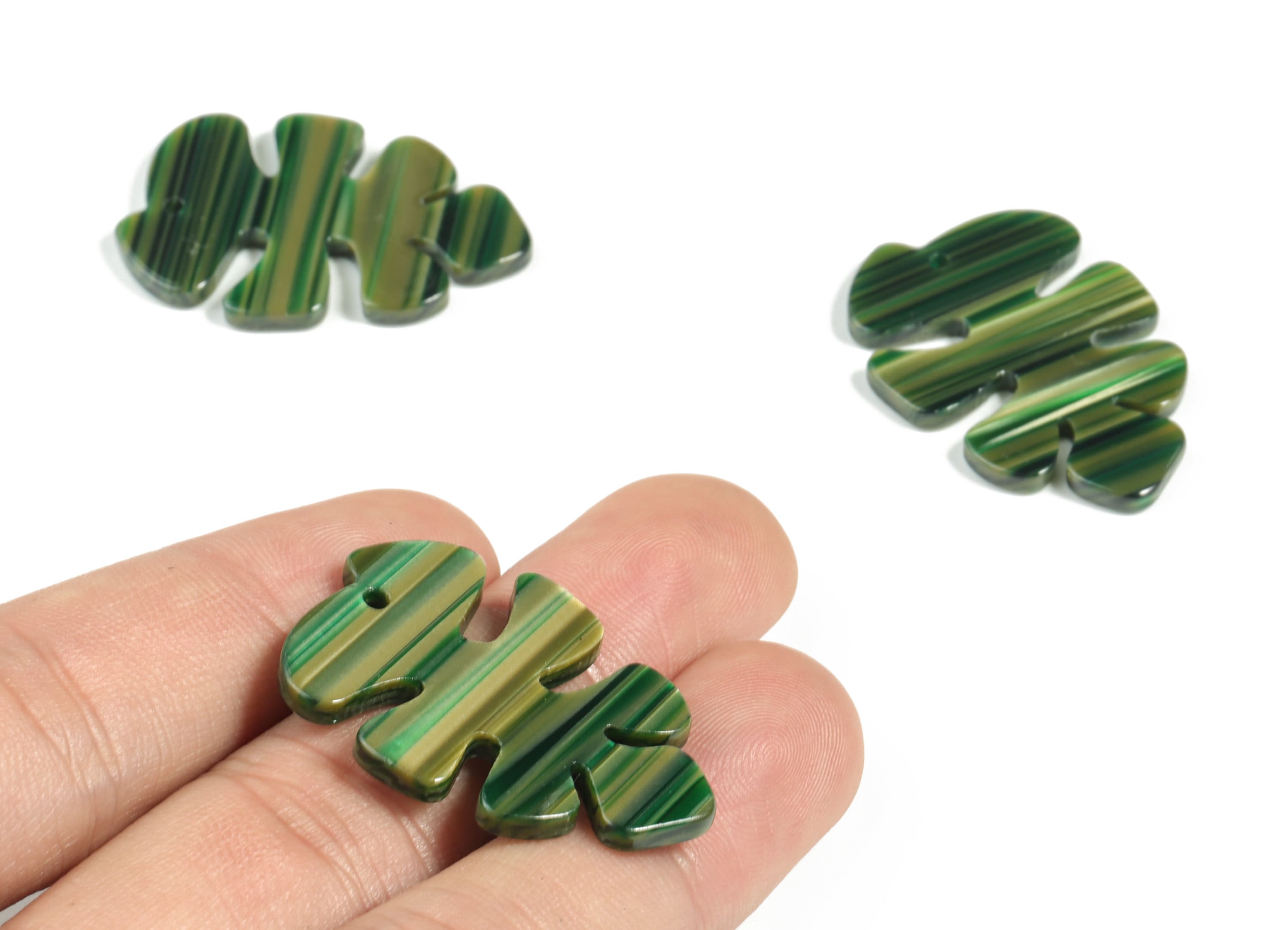 Acetate Monstera Earring Charms - Leaf Pendant - Earring Finding - Jewelry Supplies - Color Code:A78 - 34.55x24.35x2.54mm - AC2186-A78 - DOMEDBAZAAR