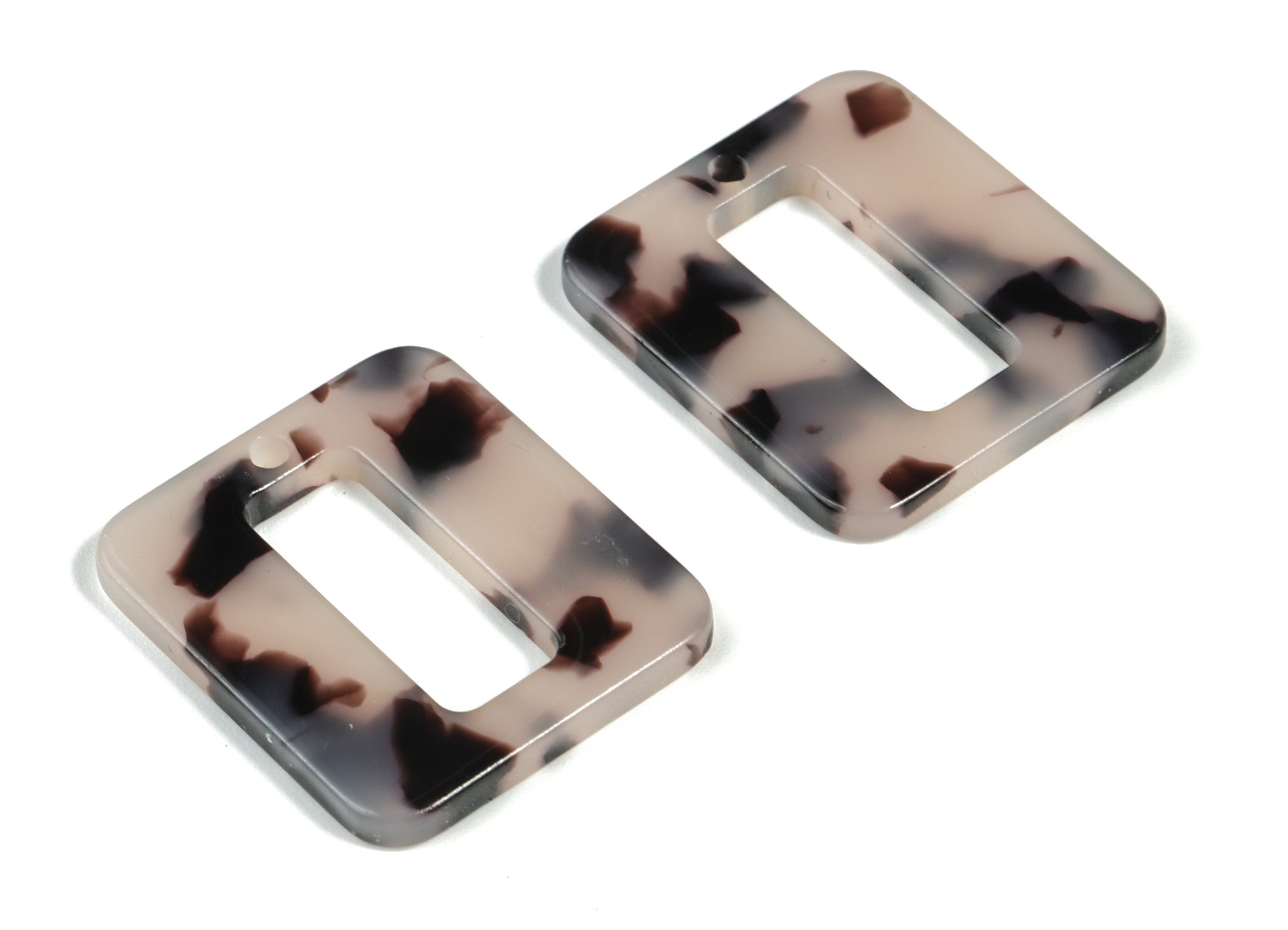 Acetate Square Earring Charms - Rectangle Pendant - Blonde Tortoise Shell Earrings - Color Code:A06 - 24.62x21.71x2.37mm - AC2184-A06 - DOMEDBAZAAR
