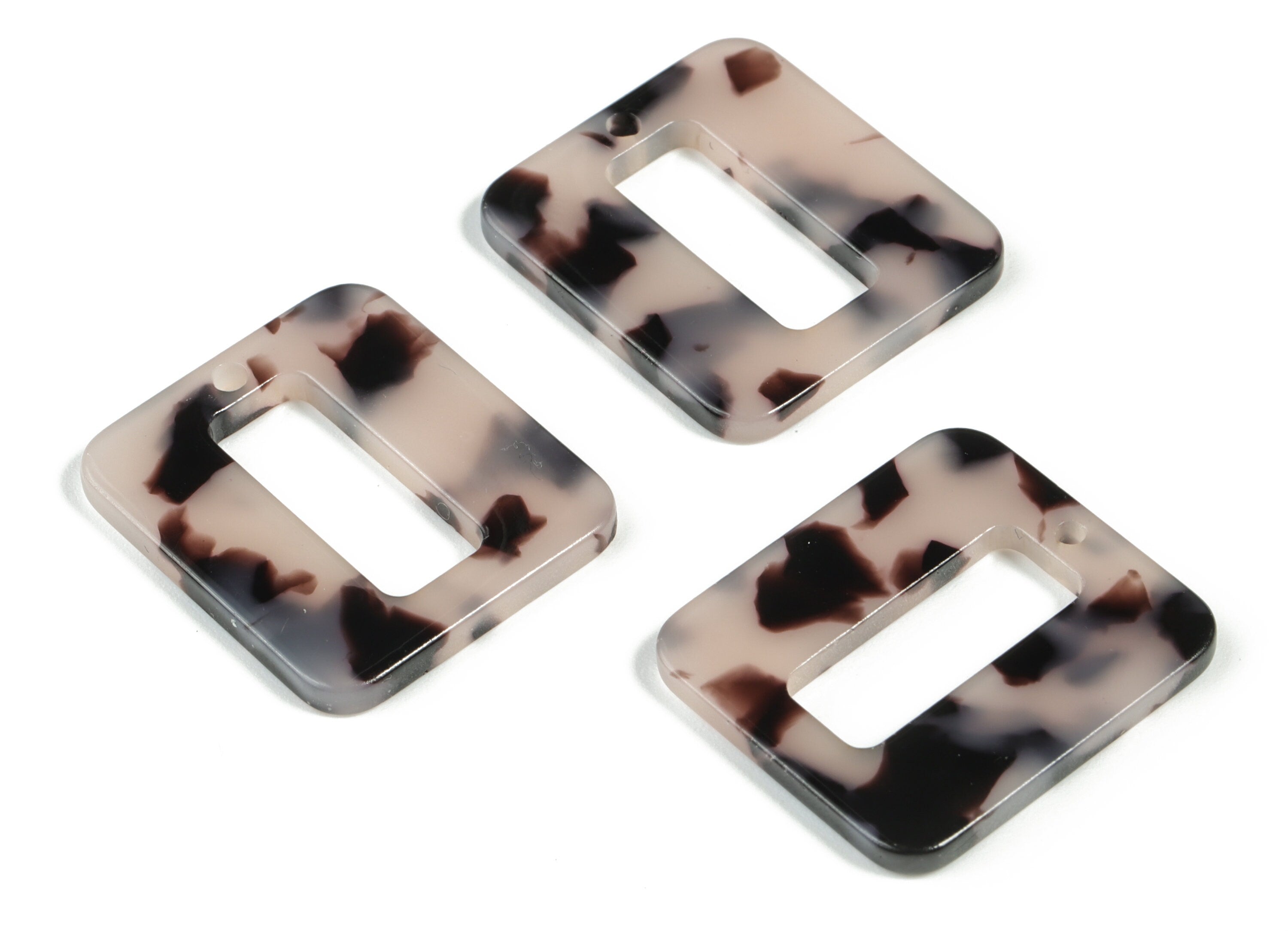 Acetate Square Earring Charms - Rectangle Pendant - Blonde Tortoise Shell Earrings - Color Code:A06 - 24.62x21.71x2.37mm - AC2184-A06 - DOMEDBAZAAR