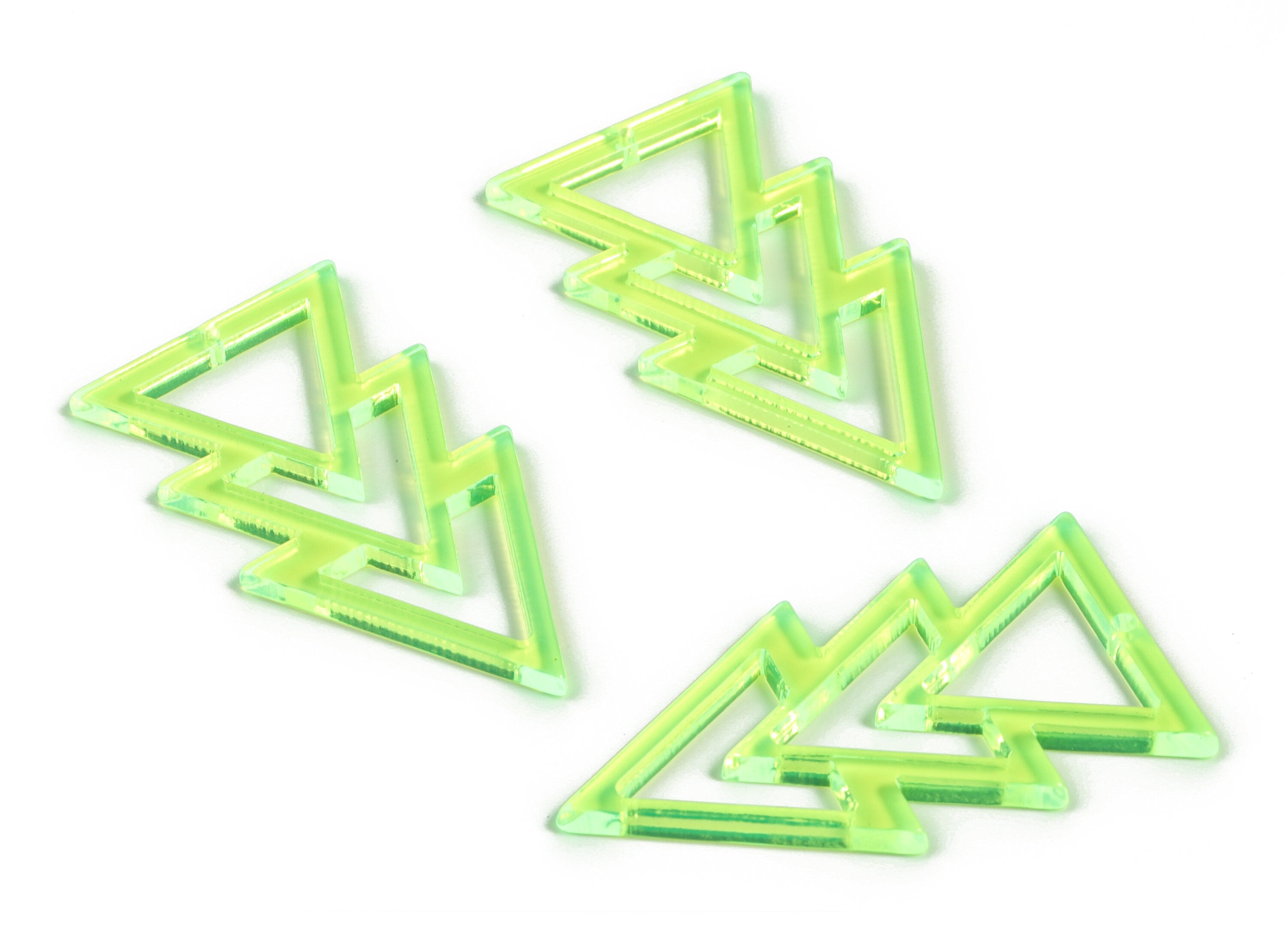 Acrylic Triangles Earring Charms - Acrylic Green Triangles Pendant - Jewelry Supplies - Color Code:A348 - 45.88x24.32x2.46mm - AC2173-A348 - DOMEDBAZAAR