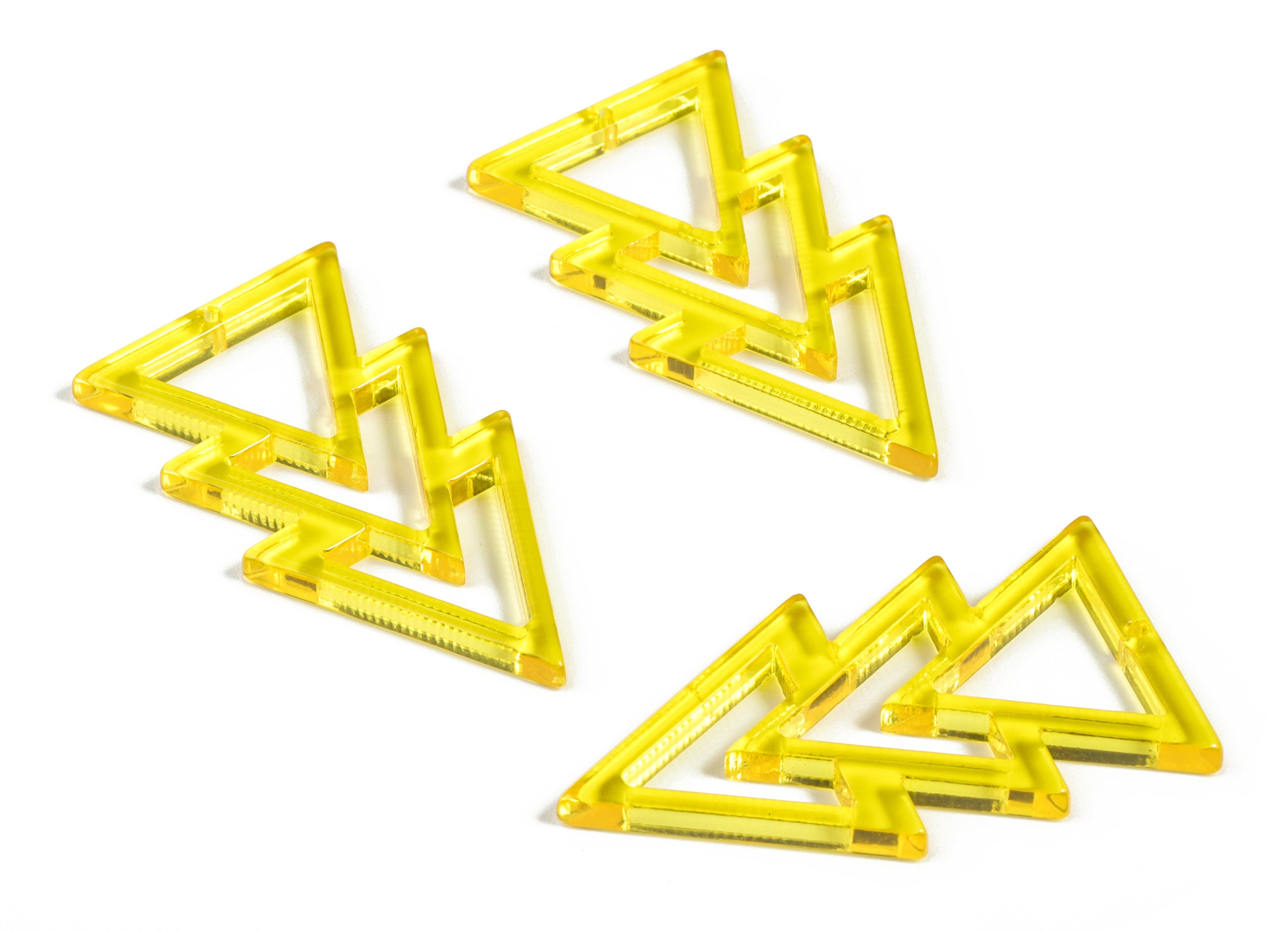 Acrylic Triangles Earring Charms - Acrylic Pale Yellow Triangles Pendant - Jewelry Supplies - Color Code:A481 - 45.88x24x2.5mm - AC2173-A481 - DOMEDBAZAAR
