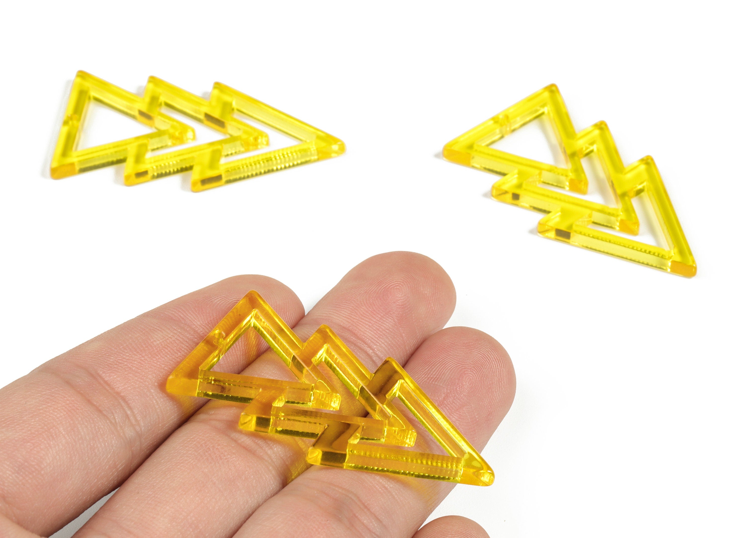 Acrylic Triangles Earring Charms - Acrylic Pale Yellow Triangles Pendant - Jewelry Supplies - Color Code:A481 - 45.88x24x2.5mm - AC2173-A481 - DOMEDBAZAAR