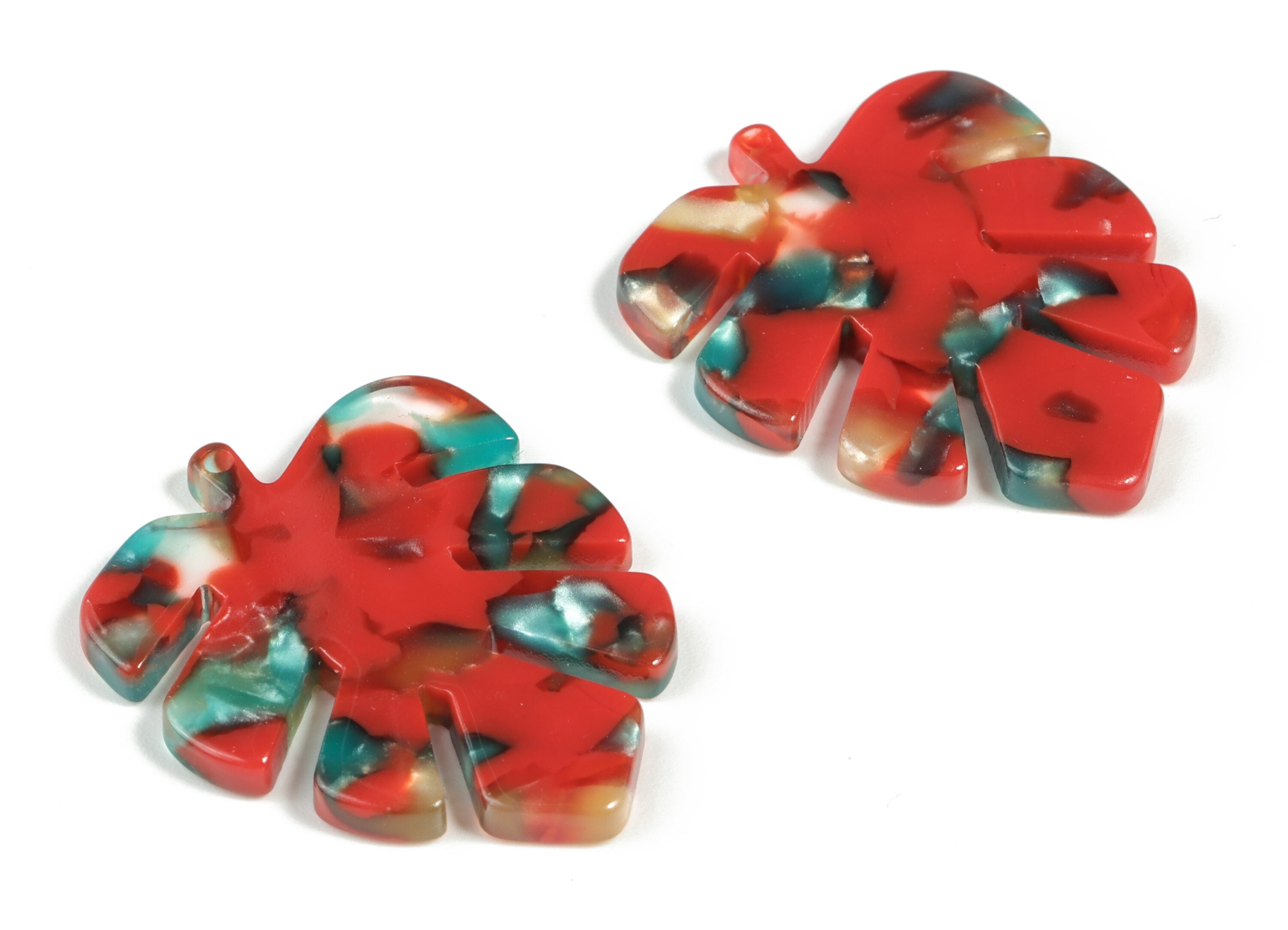 Acetate Leaf Earring Charms - Acetate Leaf Pendant - Earring Findings - Jewelry Supplies - Color Code:A46 - 29.85x24.12x2.4mm - AC1087-A46 - DOMEDBAZAAR
