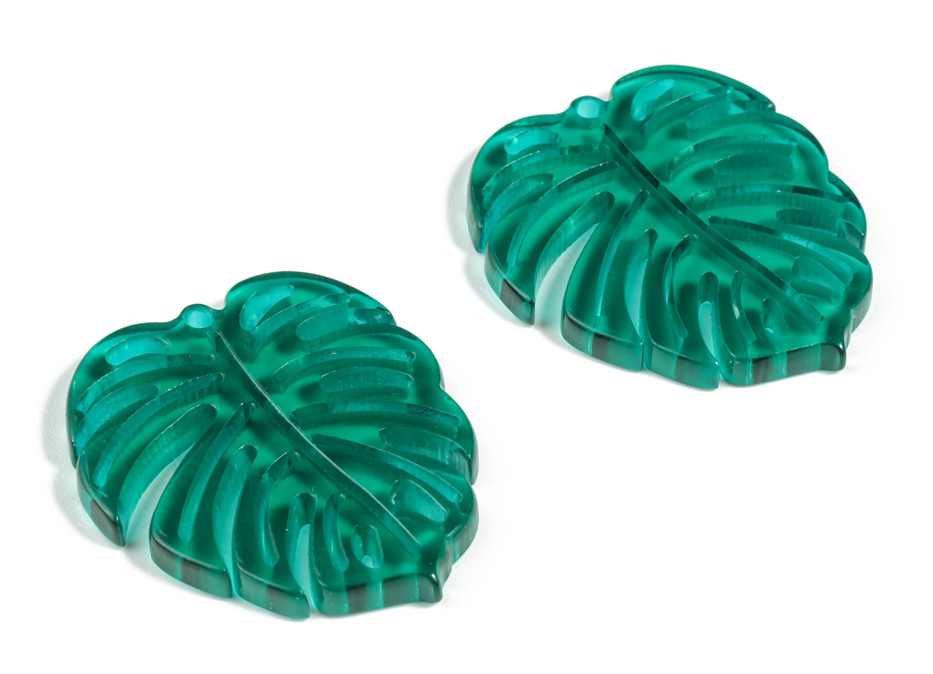 Acrylic Leaf Earring Charms - Acrylic Green Monstera Earrings - Jewelry Supplies - Color Code:A463 - 31.11x26.8x2.71mm - AC2176-A463 - DOMEDBAZAAR