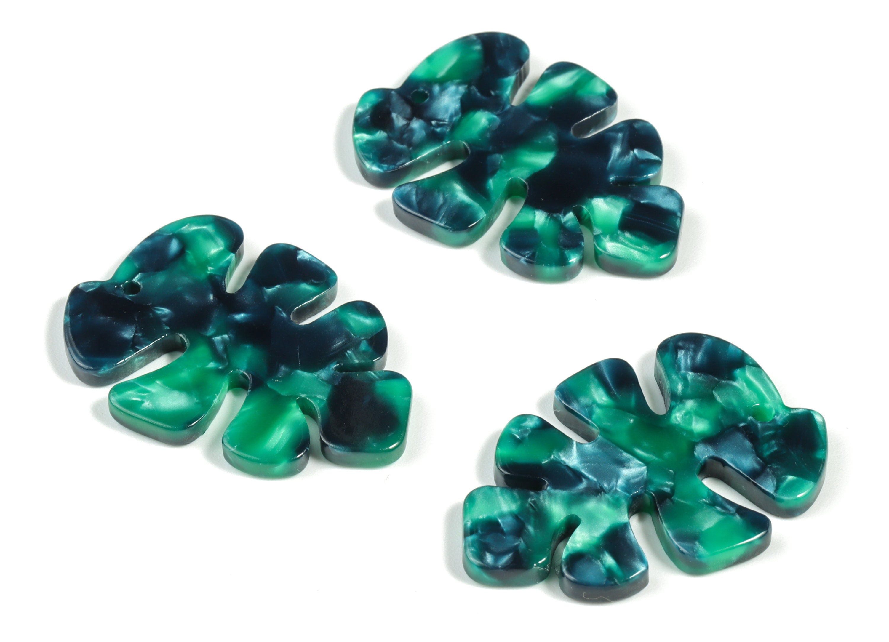 Acetate Monstera Earring Charms - Leaf Pendant - Earring Finding - Jewelry Supplies - Color Code:A13 - 33.69x24.42x2.77mm - AC2186-A13 - DOMEDBAZAAR