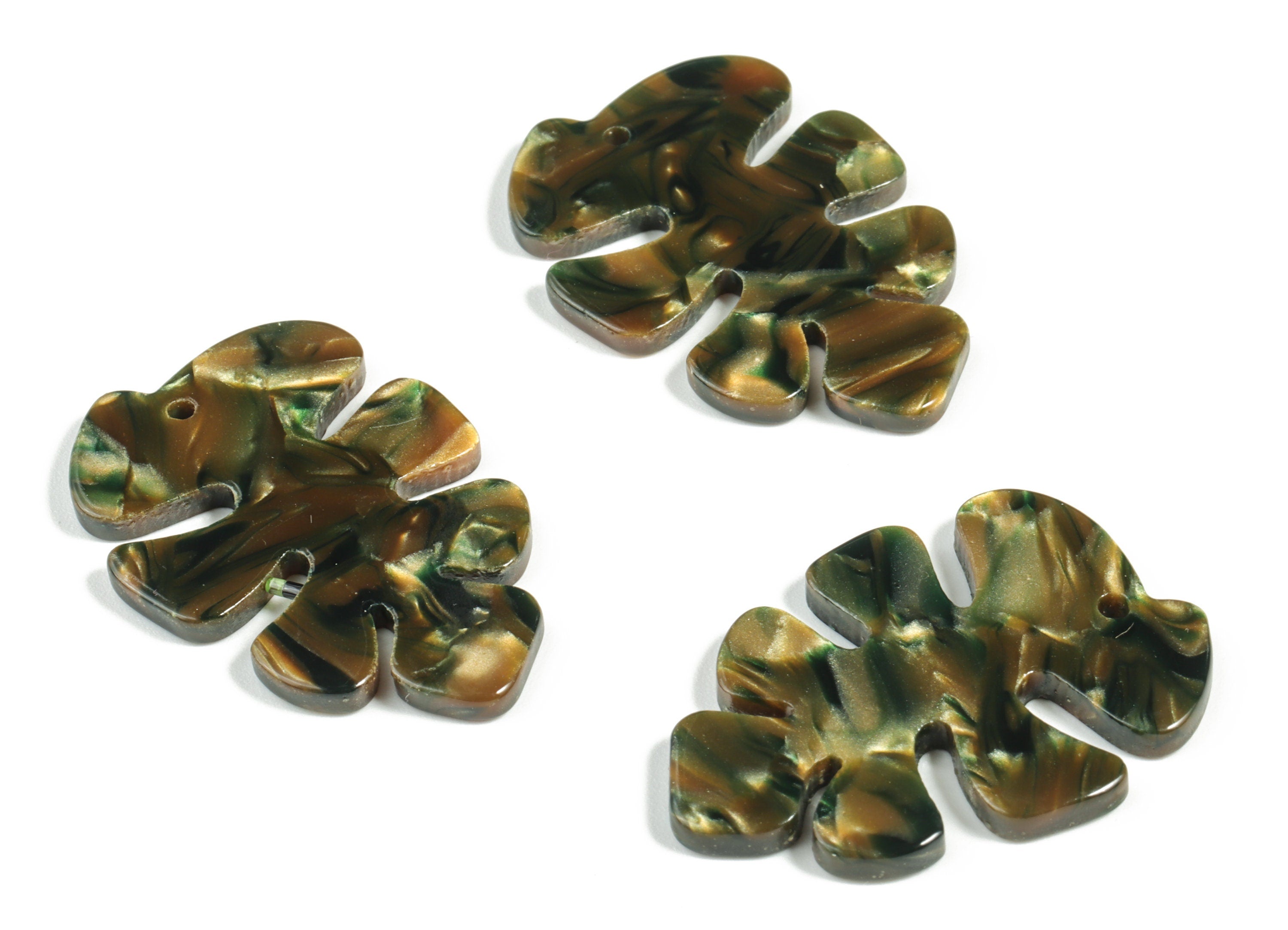 Acetate Monstera Earring Charms - Leaf Pendant - Earring Finding - Jewelry Supplies - Color Code:A552 - 33.78x24.25x2.48mm - AC2186-A552 - DOMEDBAZAAR