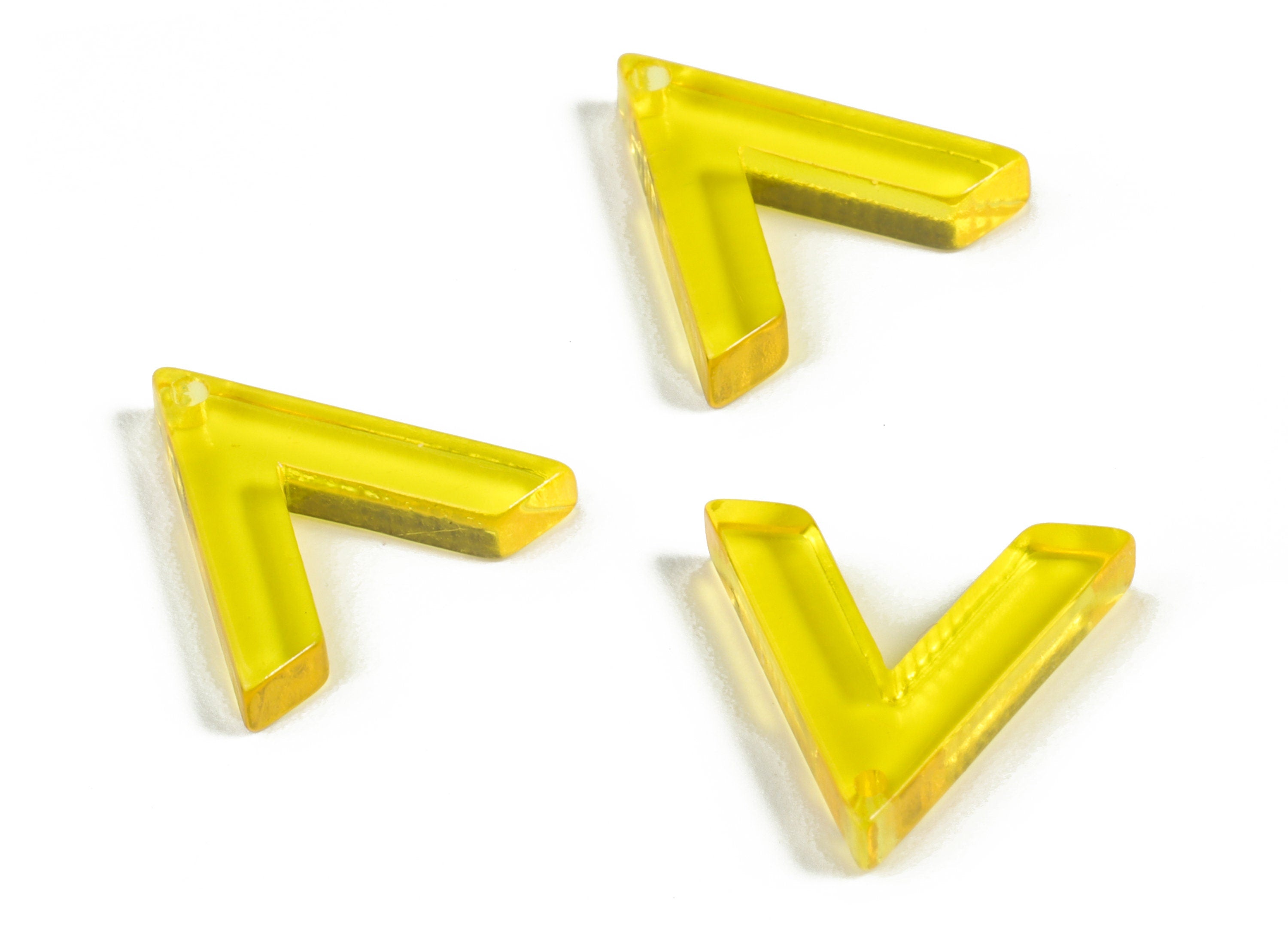 Acrylic Triangle Earring Charms - Acrylic Yellow Triangle Pendant - Jewelry Supplies - Color Code:A481 - 13.93x14.78x3.03mm - AC2178-A481 - DOMEDBAZAAR