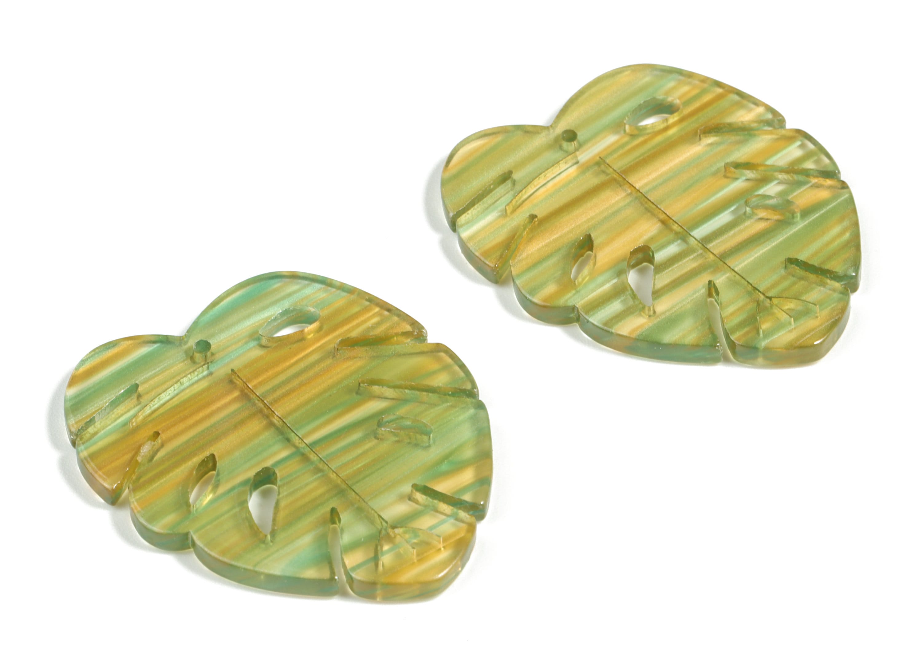 Acetate Monstera Earring Charms - Leaf Pendant - Earring Finding - Jewelry Supplies - Color Code:A512 - 40.09x32.53x2.81mm - AC2189-A512 - DOMEDBAZAAR