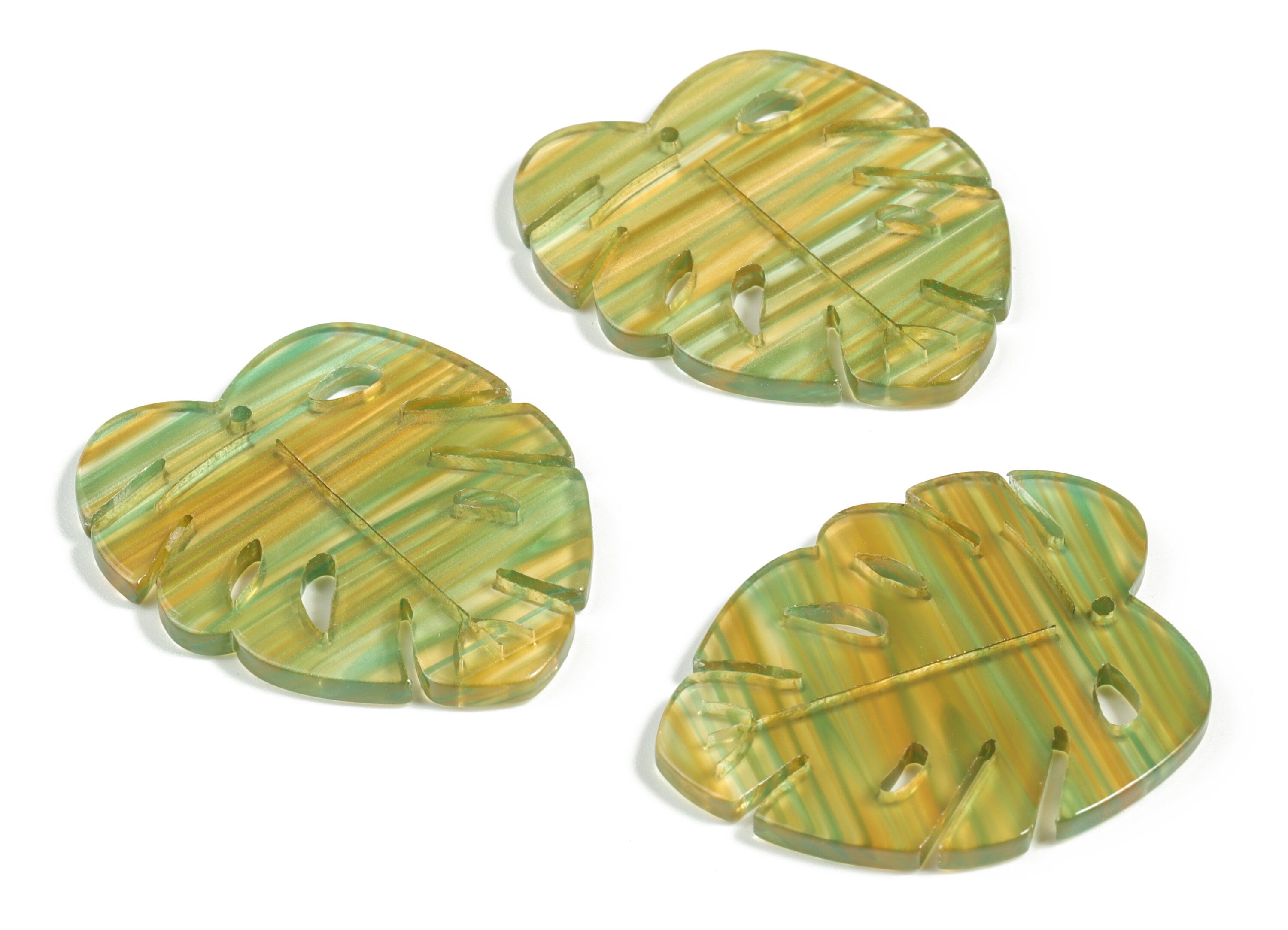 Acetate Monstera Earring Charms - Leaf Pendant - Earring Finding - Jewelry Supplies - Color Code:A512 - 40.09x32.53x2.81mm - AC2189-A512 - DOMEDBAZAAR