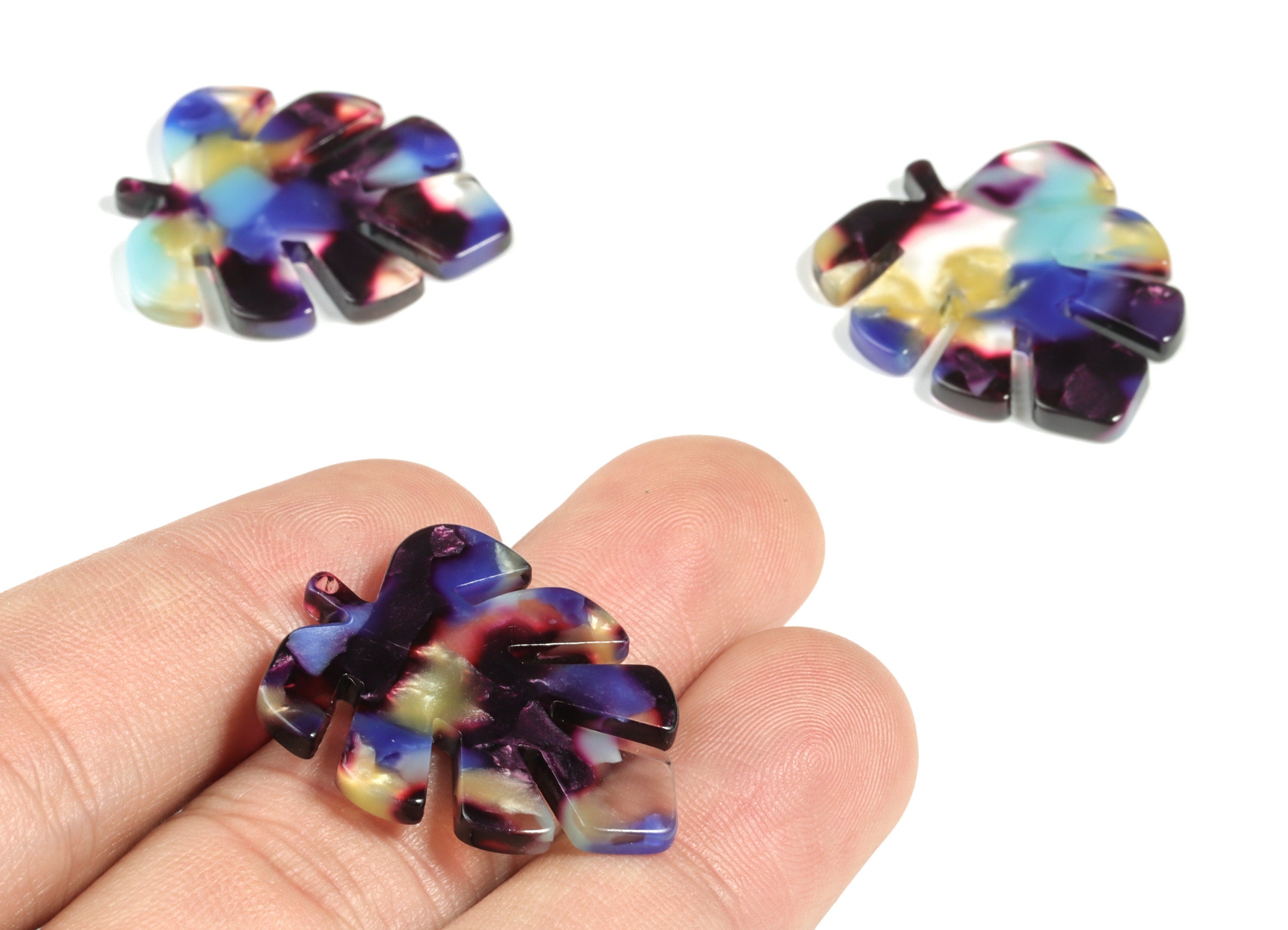 Acetate Leaf Earring Charms - Acetate Leaf Pendant - Earring Findings - Jewelry Supplies - Color Code:A23 - 29.63x23.97x2.41mm - AC1087-A23 - DOMEDBAZAAR