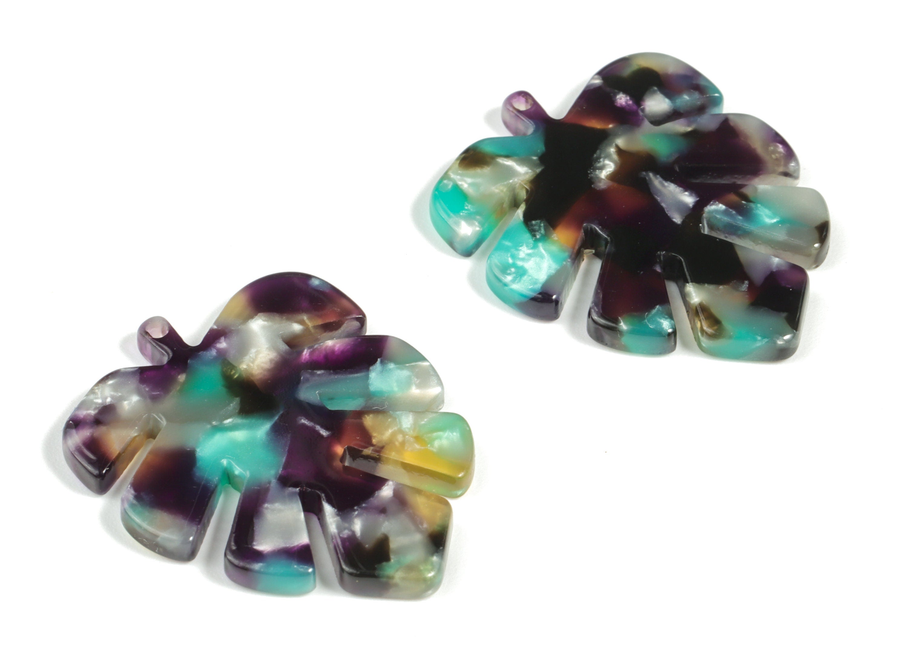 Acetate Leaf Earring Charms - Acetate Leaf Pendant - Earring Findings - Jewelry Supplies - Color Code:A50 - 29.67x24x2.43mm - AC1087-A50 - DOMEDBAZAAR