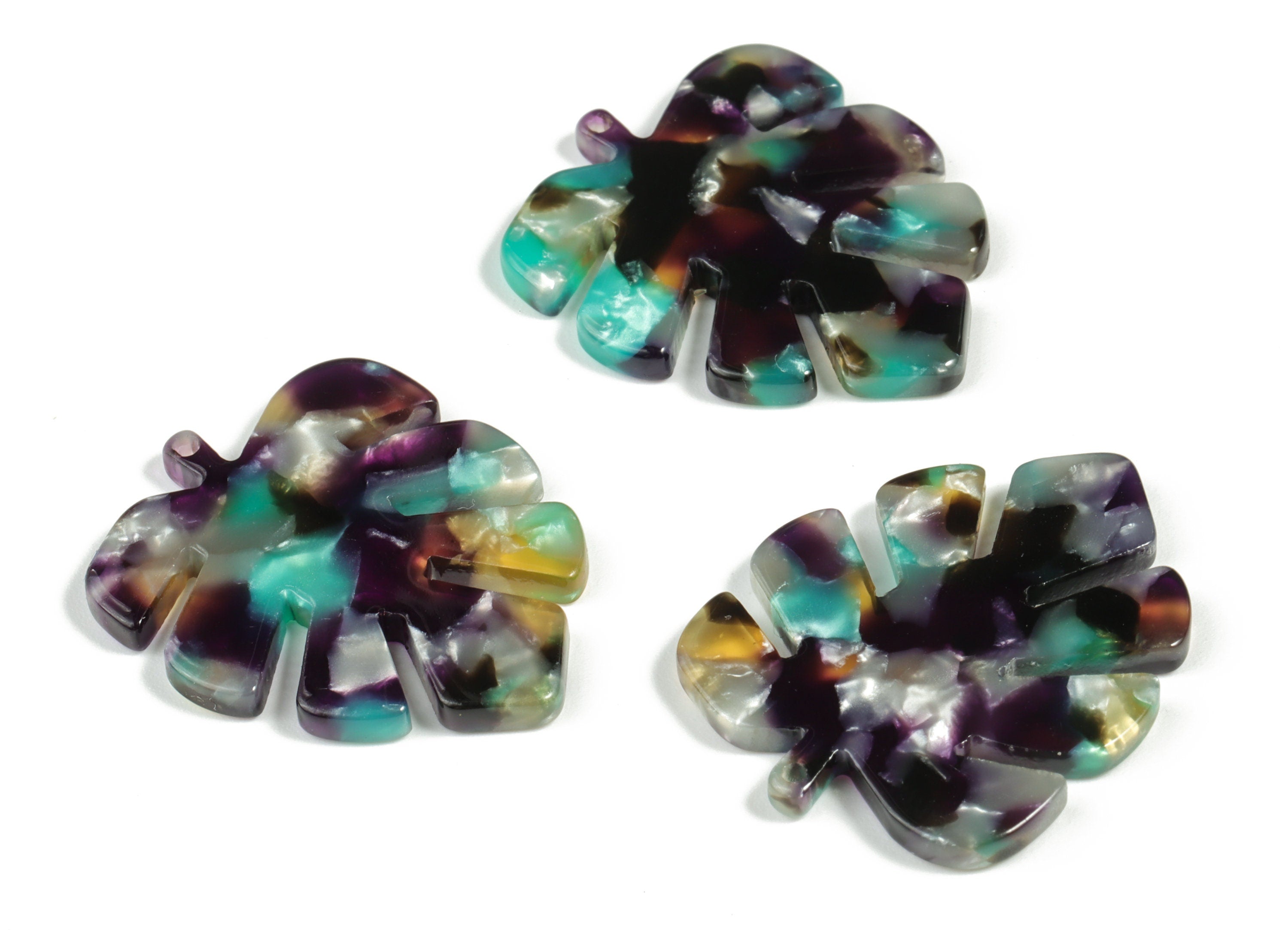Acetate Leaf Earring Charms - Acetate Leaf Pendant - Earring Findings - Jewelry Supplies - Color Code:A50 - 29.67x24x2.43mm - AC1087-A50 - DOMEDBAZAAR