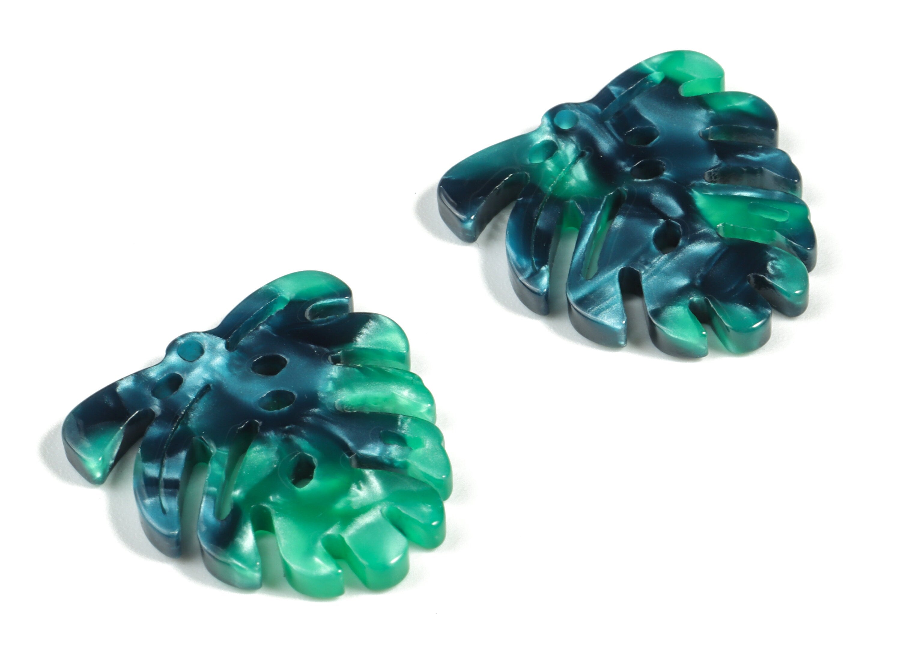 Acetate Monstera Earring Charms - Leaf Pendant - Earring Finding - Jewelry Supplies - Color Code:A13 - 21.83x20.47x2.55mm - AC2198-A13 - DOMEDBAZAAR