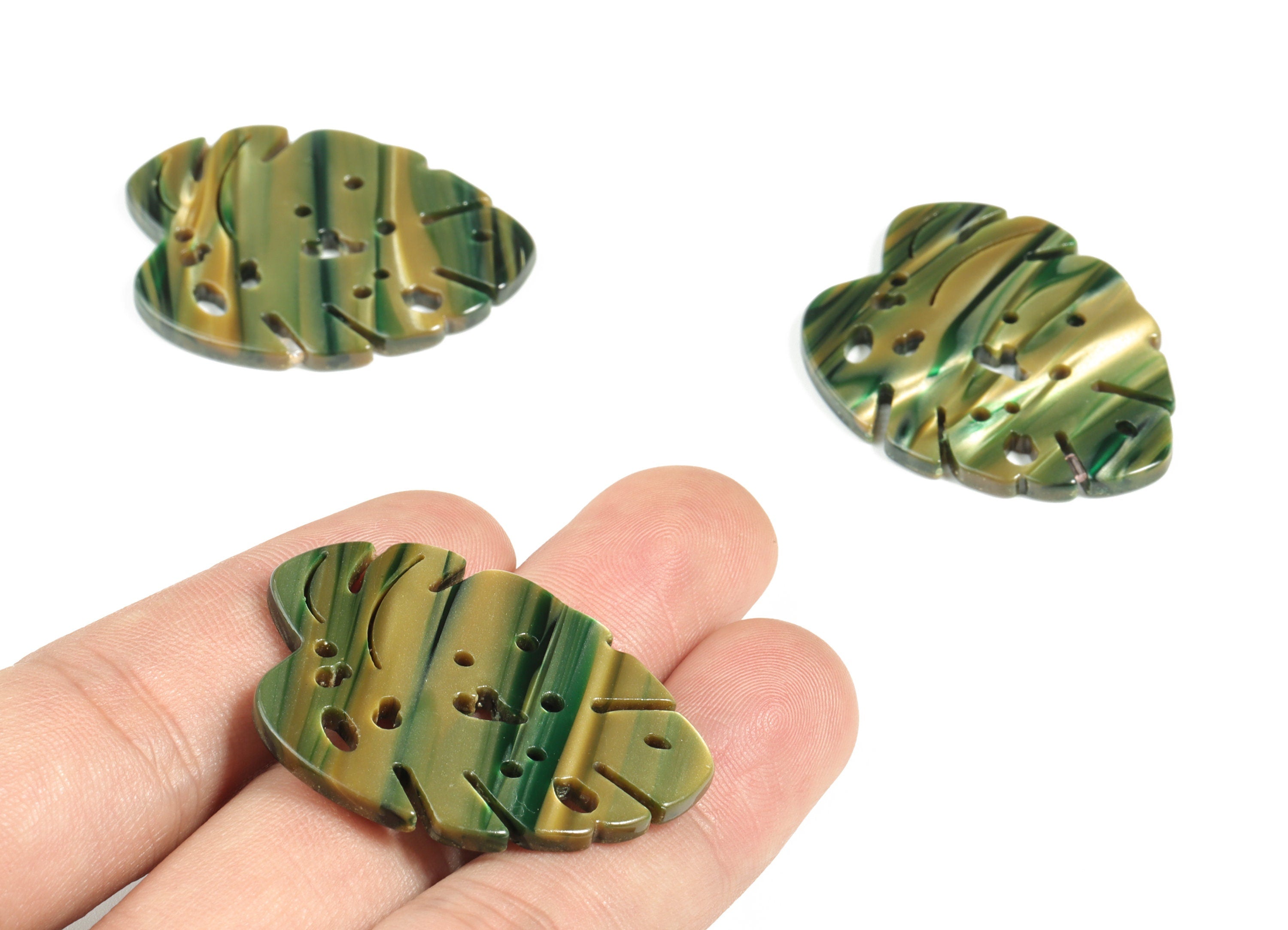 Acetate Leaf Earring Charms - Acetate Monstera Pendant - Earring Findings - Jewelry Supplies - Color Code:A78 - 37.87x31x2.5mm - AC2175-A78 - DOMEDBAZAAR