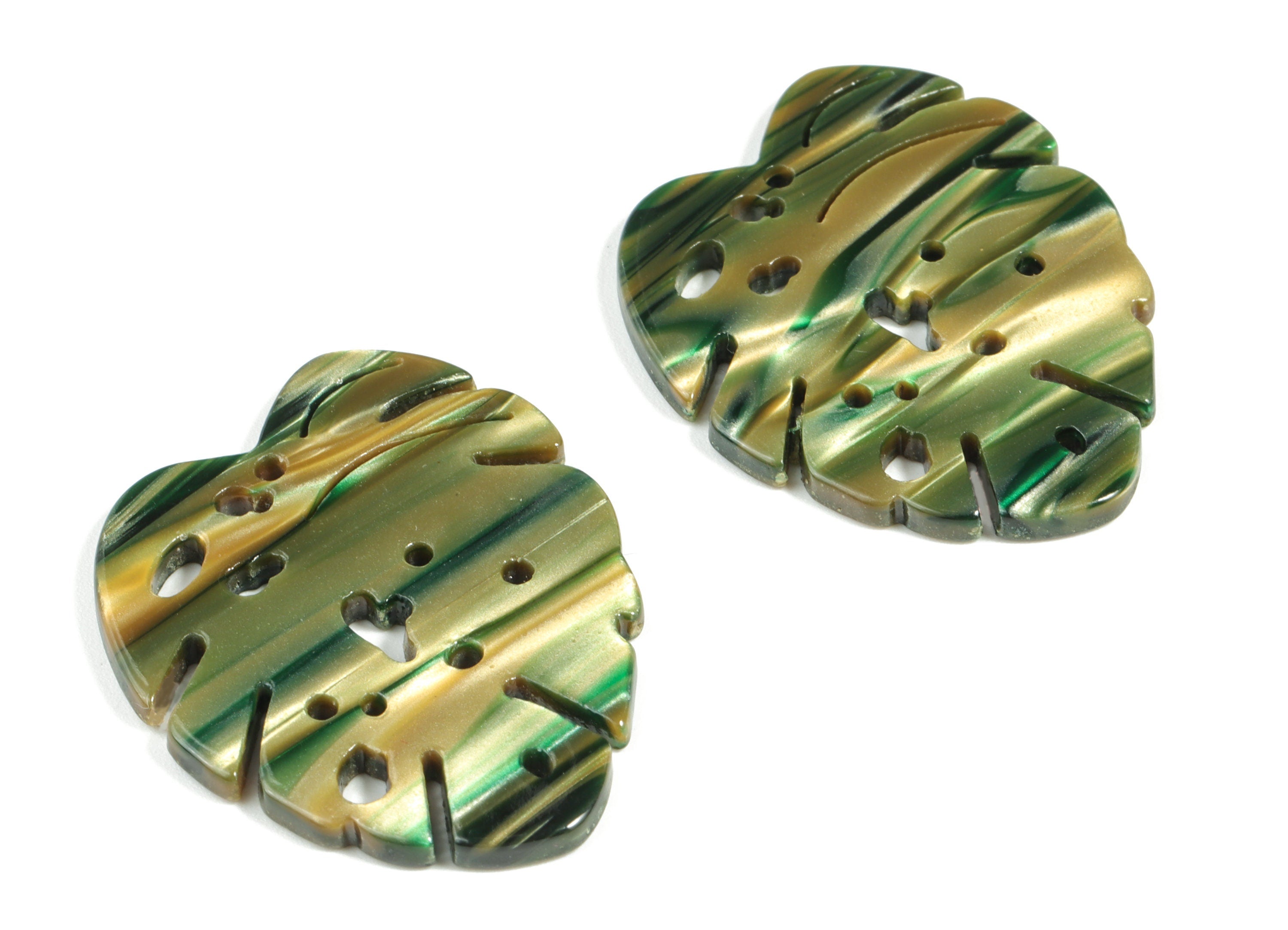 Acetate Leaf Earring Charms - Acetate Monstera Pendant - Earring Findings - Jewelry Supplies - Color Code:A78 - 37.87x31x2.5mm - AC2175-A78 - DOMEDBAZAAR