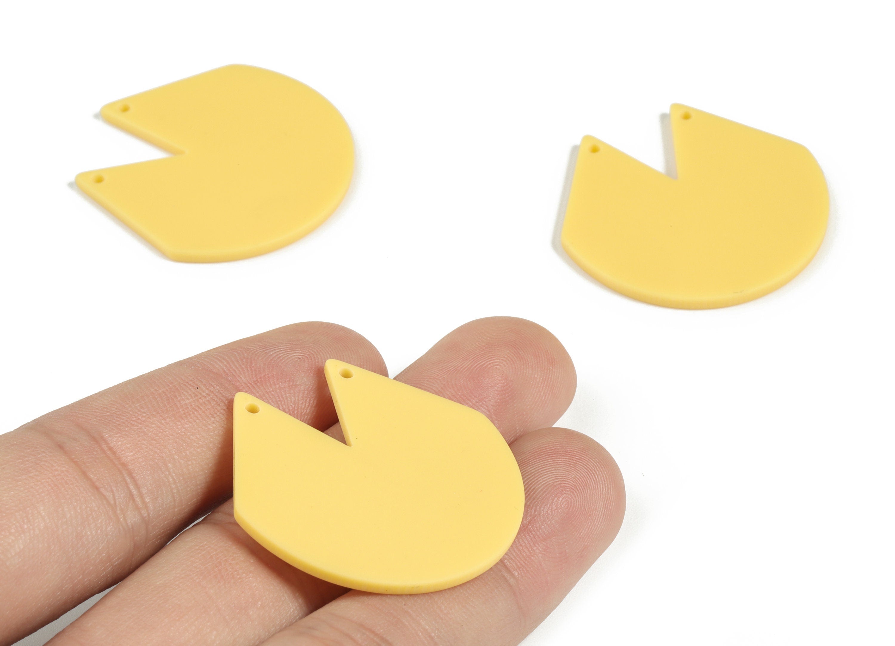 Acrylic Matte V Earring Connector - Yellow Semi circle Charms - 2 Holes - Jewelry Supplies - Color Code:A474 - 34.14x35.1x2mm - AC2180-A474 - DOMEDBAZAAR