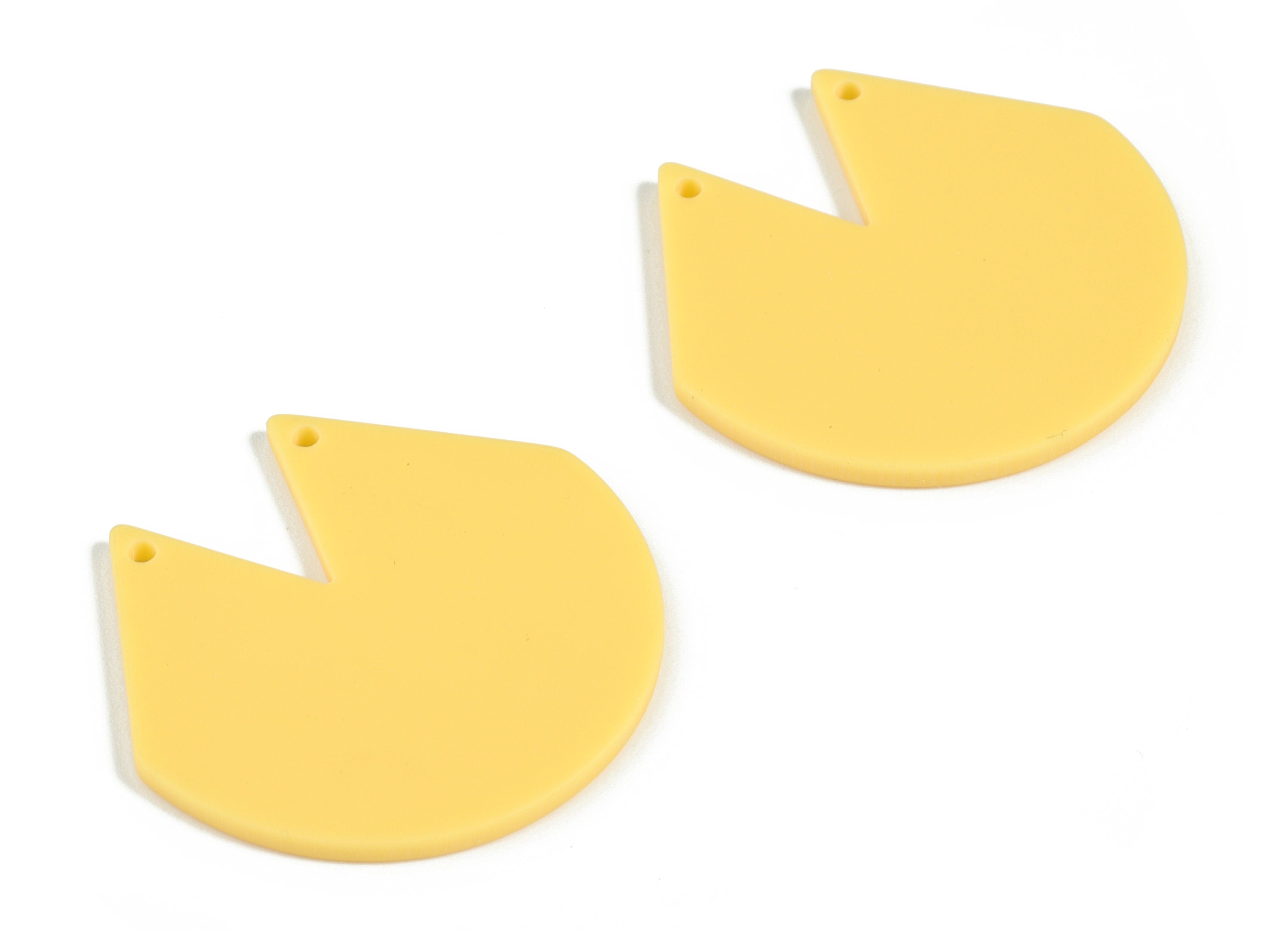 Acrylic Matte V Earring Connector - Yellow Semi circle Charms - 2 Holes - Jewelry Supplies - Color Code:A474 - 34.14x35.1x2mm - AC2180-A474 - DOMEDBAZAAR