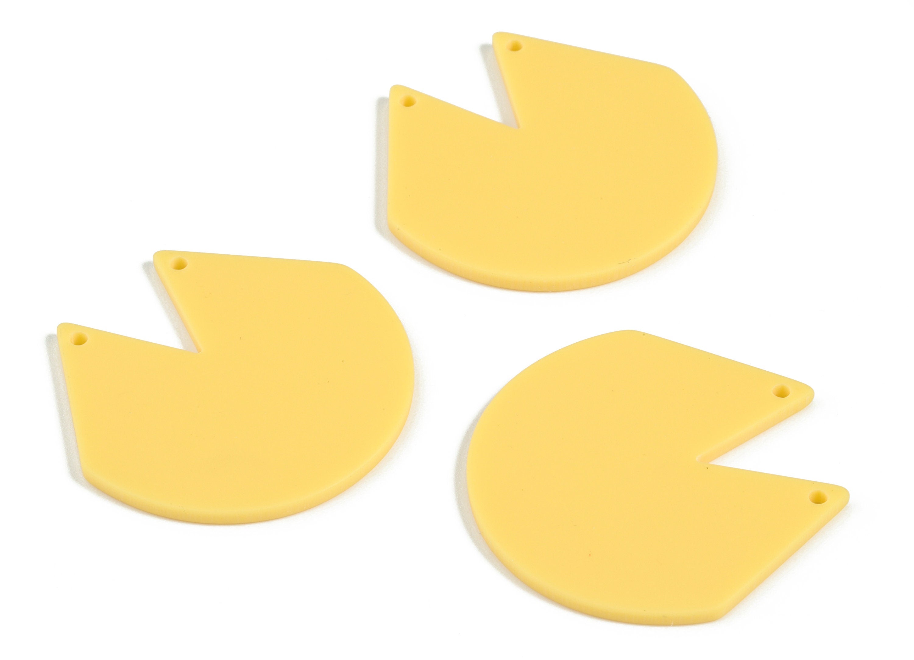 Acrylic Matte V Earring Connector - Yellow Semi circle Charms - 2 Holes - Jewelry Supplies - Color Code:A474 - 34.14x35.1x2mm - AC2180-A474 - DOMEDBAZAAR