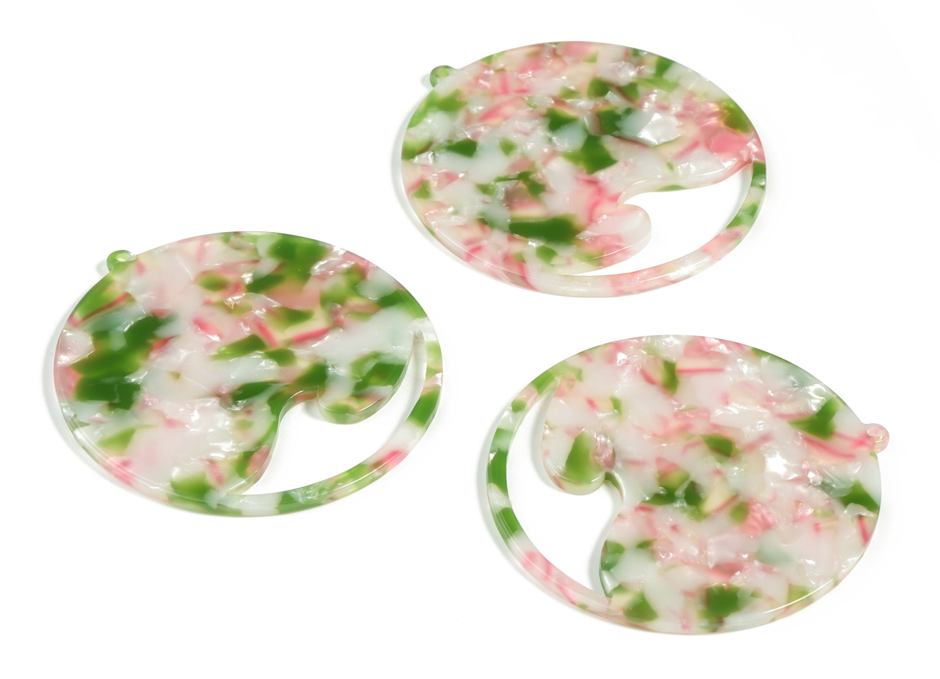 Acetate Round Wave Earring Charms - Circle Pendant - Earring Finding - Jewelry Supplies - Color Code:A549 - 53.62x50.67x2.47mm - AC2194-A549 - DOMEDBAZAAR