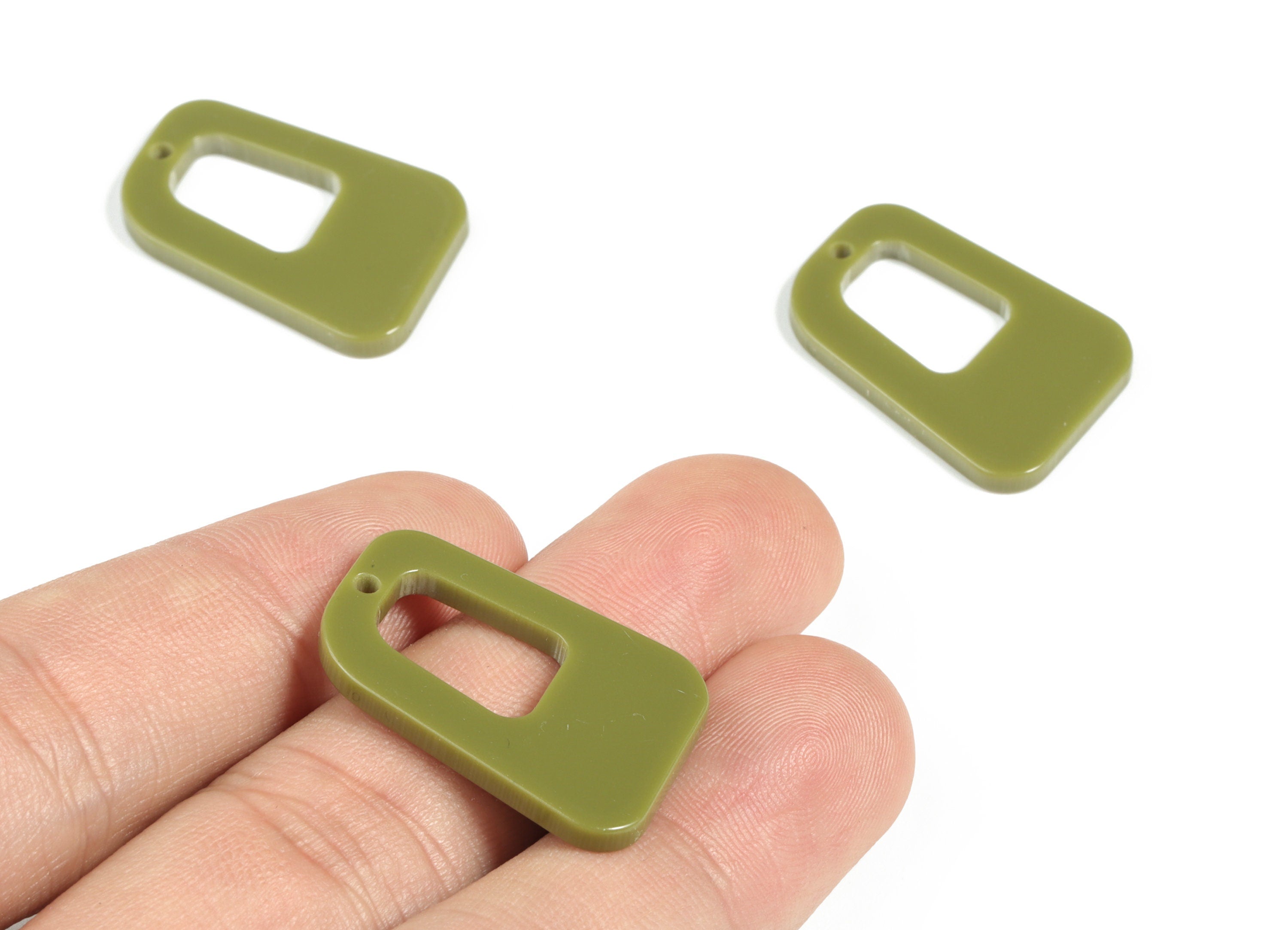 Acrylic Geometry Earring Charms - Acrylic Green Geometry Pendant - Jewelry Supplies - Color Code:A263 - 26.41x18.83x2.21mm - AC2195-A263 - DOMEDBAZAAR
