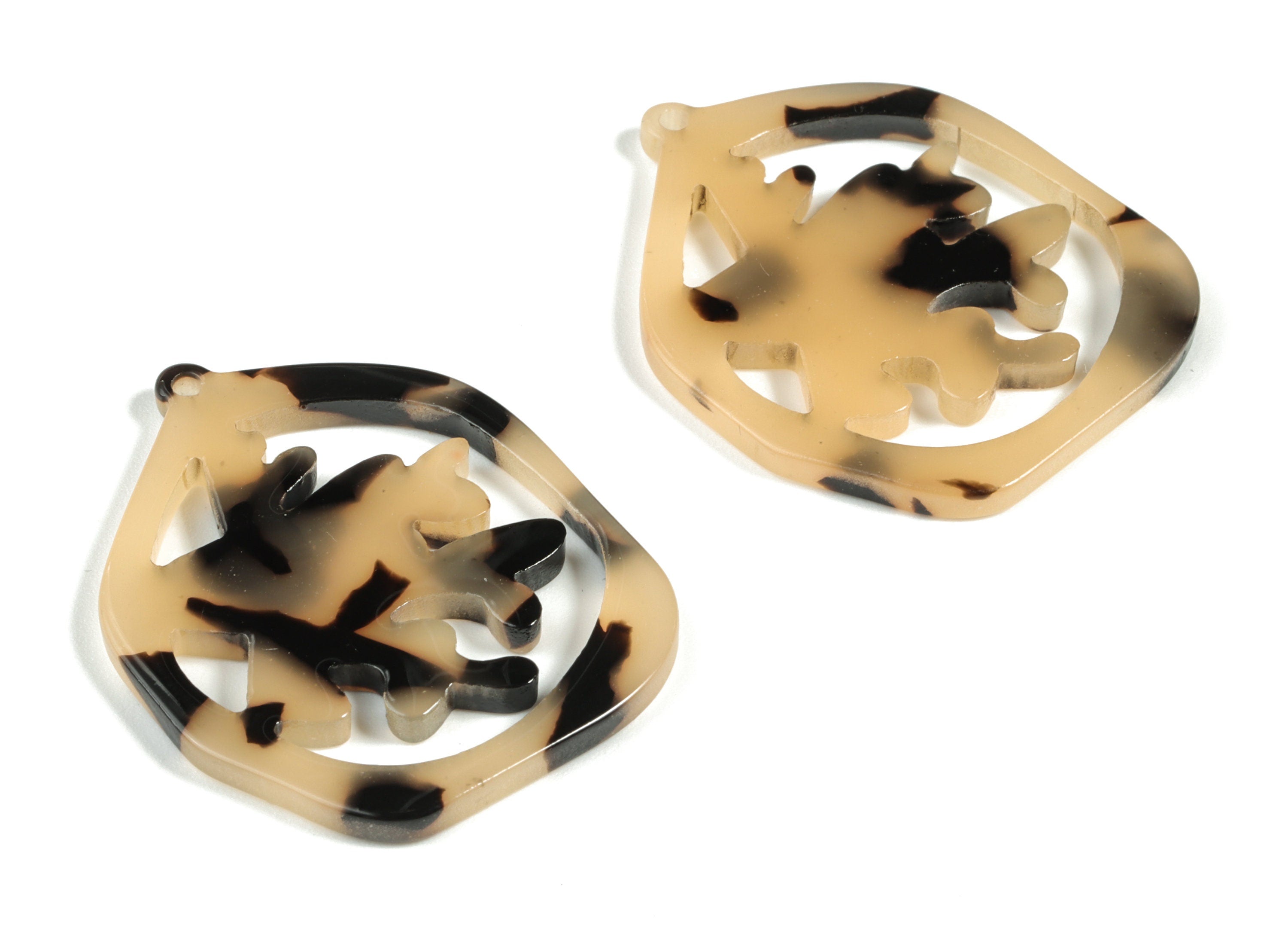 Acetate Hexagon Tree Earring Charms - Acetate Hexagon Tree Earrings - Blonde Tortoise Shell - Color Code:A08 - 34.44x27.5x2.6mm - AC2190-A08 - DOMEDBAZAAR