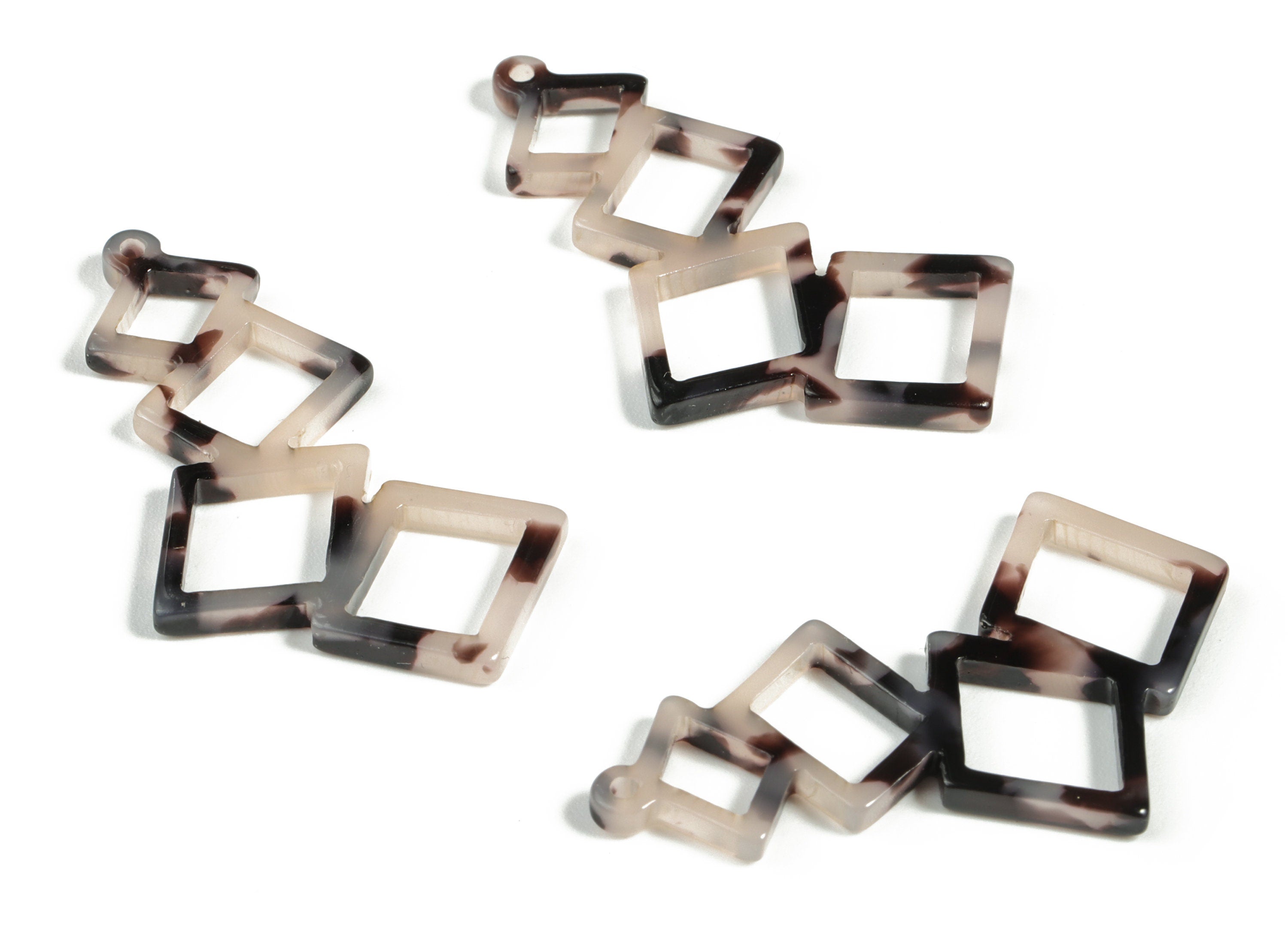 Acetate Squares Earring Charms - Acetate Squares Pendant - Blonde Tortoise Shell Earring - Color Code:A06 - 39.86x12.33x2.43mm - AC2197-A06 - DOMEDBAZAAR