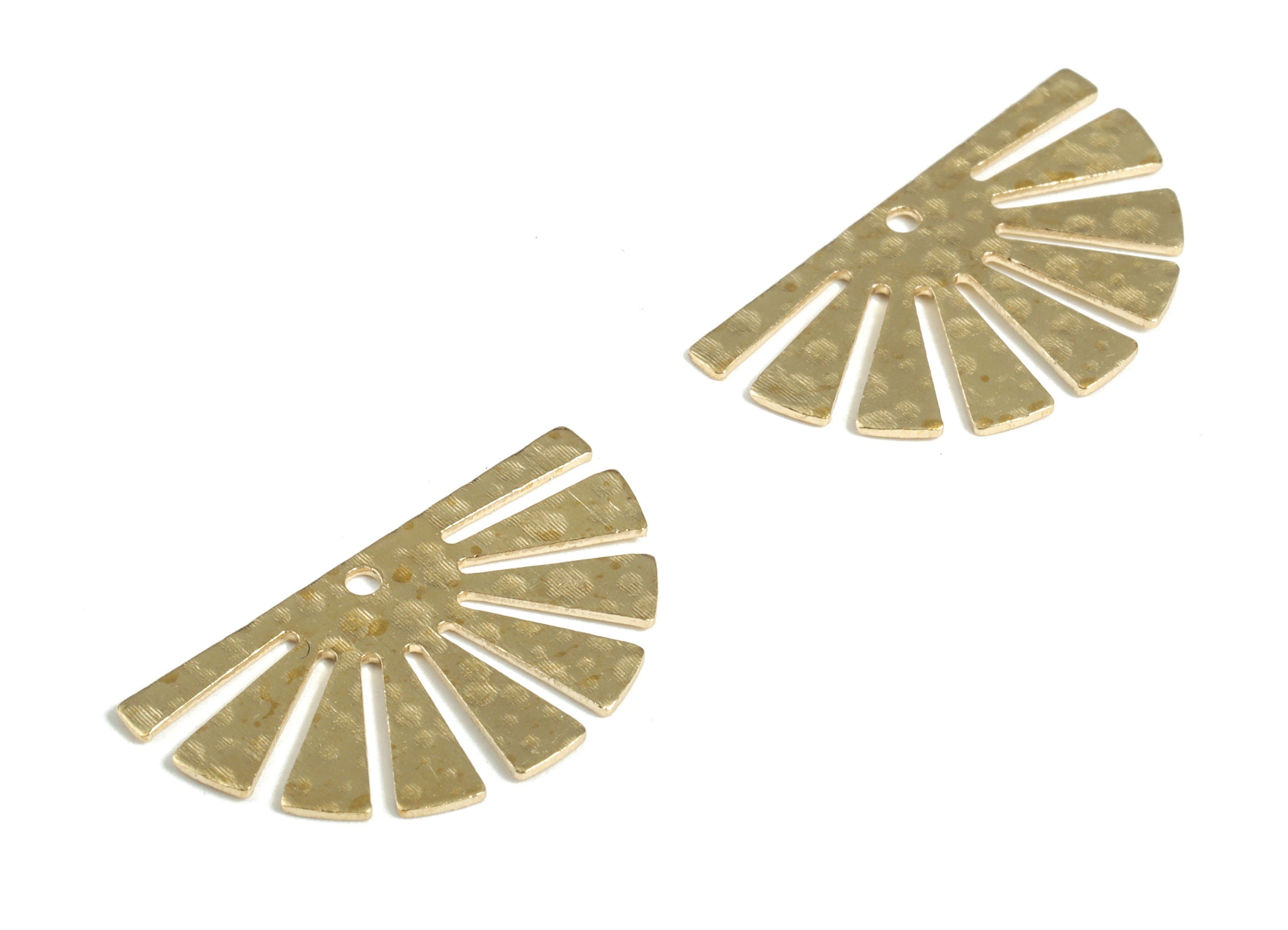 Brass Hammered Sun Earring Charms - Raw Brass Sun Pendant - Earring Findings - Jewelry Supplies - 25.02x14.04x0.67mm - PP3903 - DOMEDBAZAAR