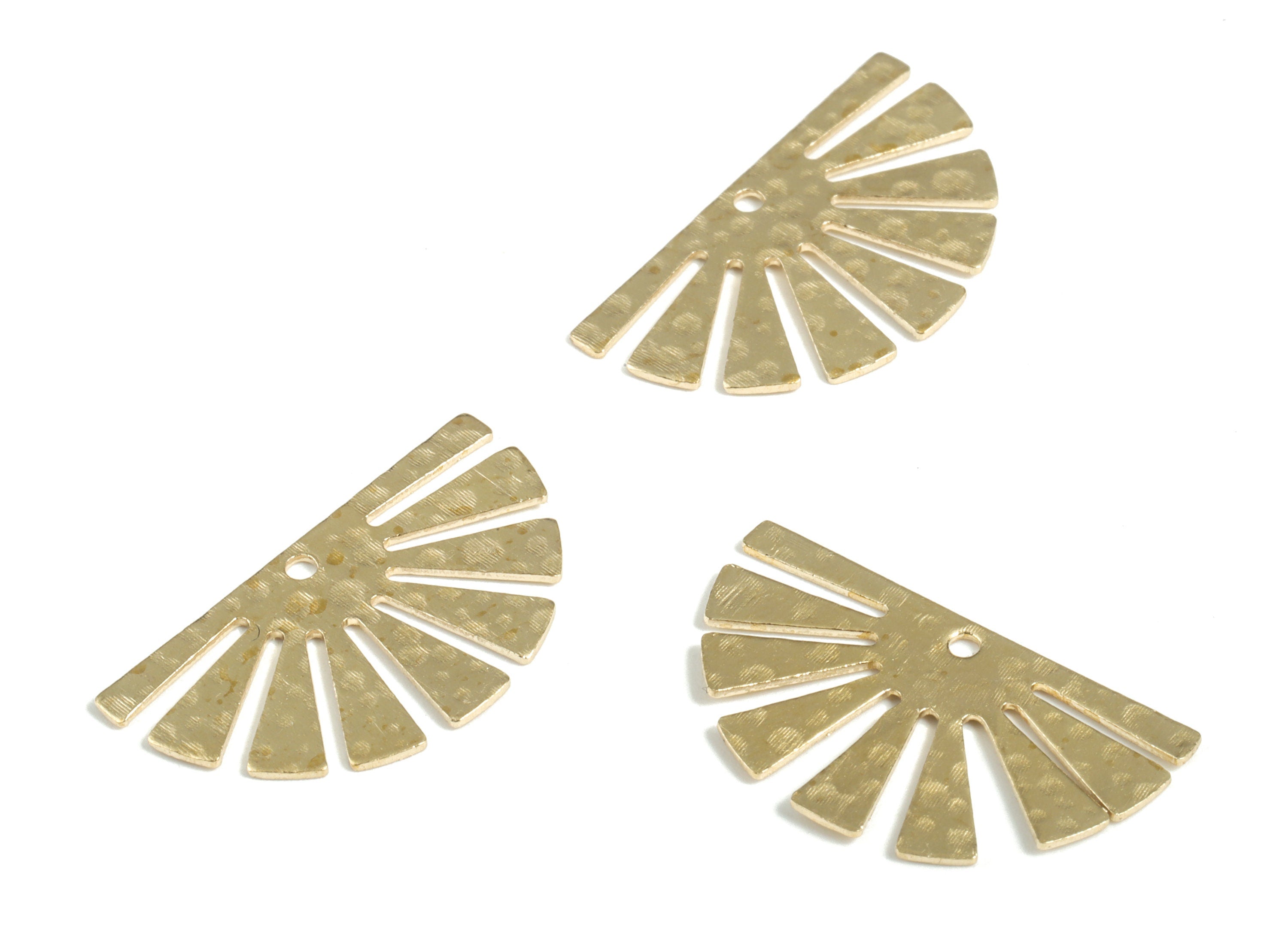 Brass Hammered Sun Earring Charms - Raw Brass Sun Pendant - Earring Findings - Jewelry Supplies - 25.02x14.04x0.67mm - PP3903 - DOMEDBAZAAR