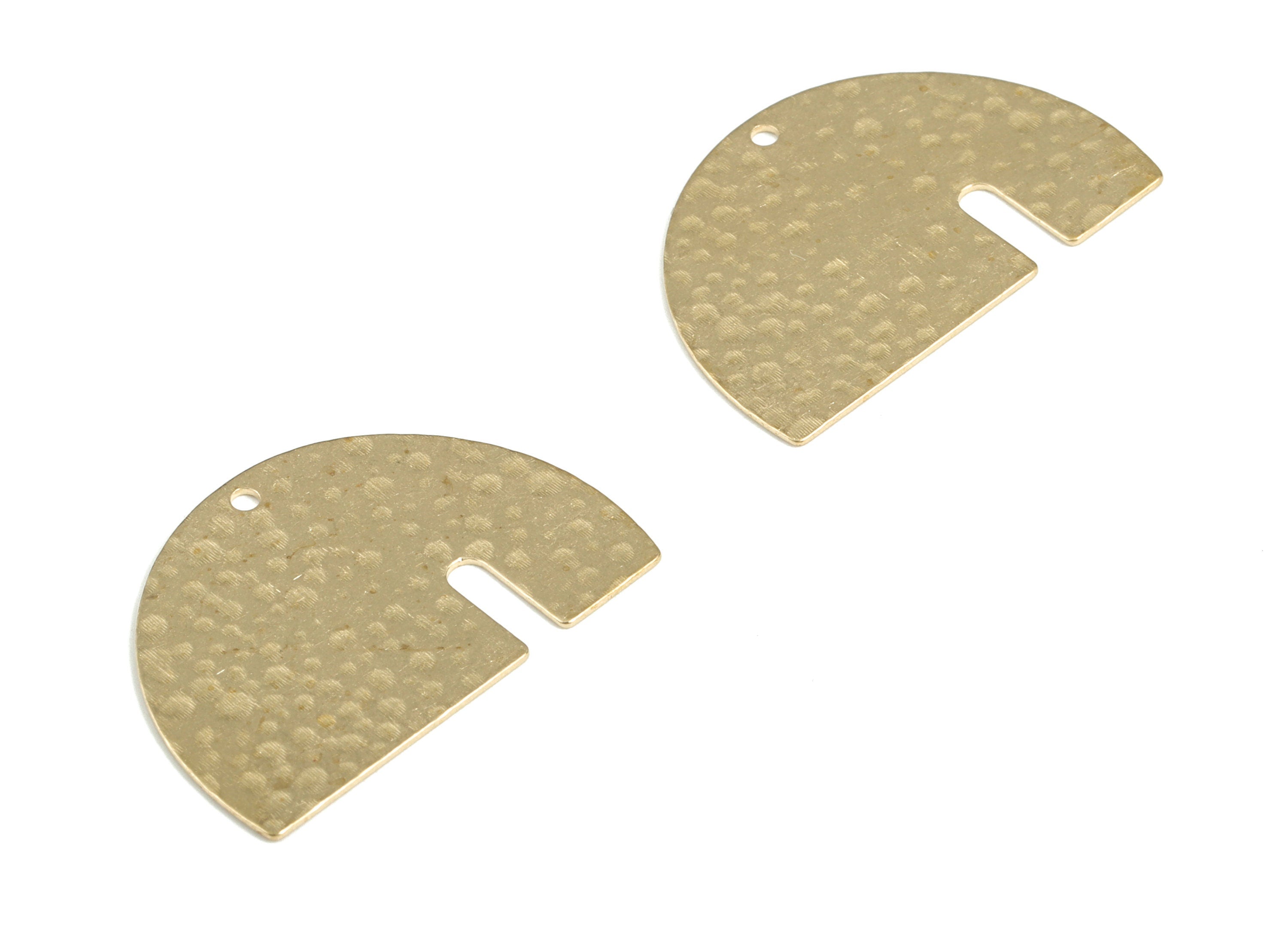 Brass Hammered Half Moon Earring Charms - Raw Brass Semi circle Pendant - Earring Findings - Jewelry Supplies - 29.98x20.75x0.58mm - PP3908 - DOMEDBAZAAR