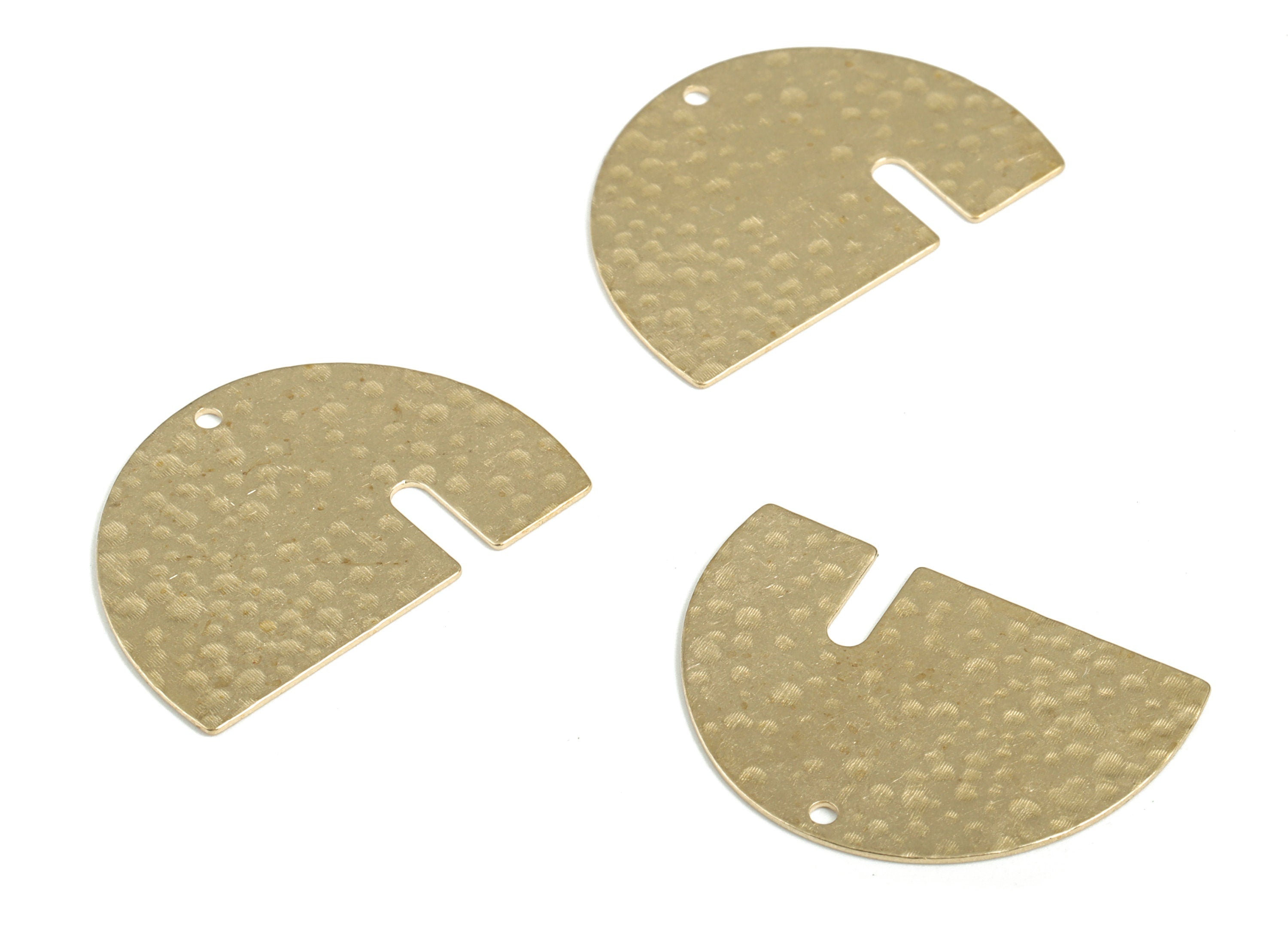 Brass Hammered Half Moon Earring Charms - Raw Brass Semi circle Pendant - Earring Findings - Jewelry Supplies - 29.98x20.75x0.58mm - PP3908 - DOMEDBAZAAR