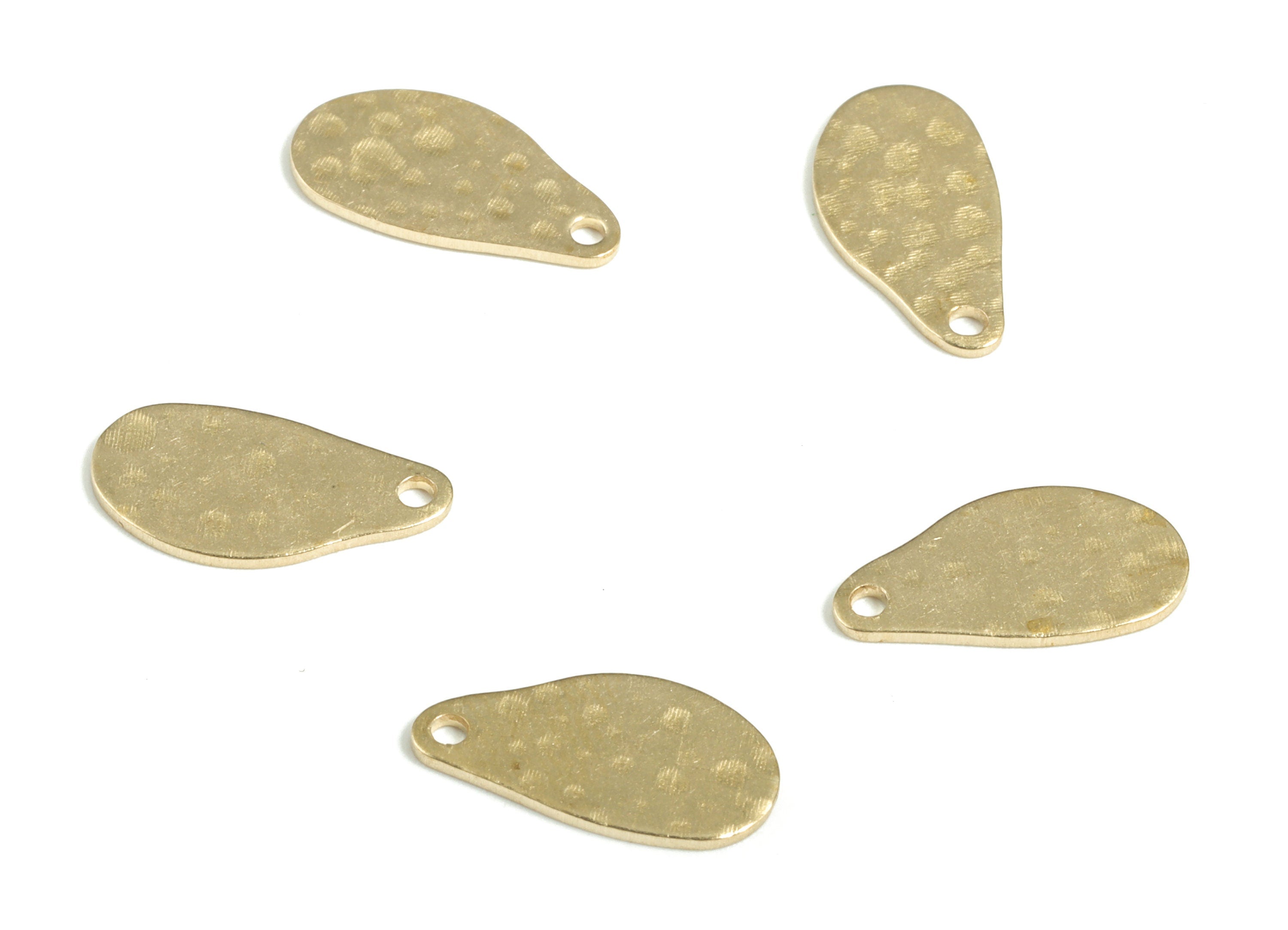 Brass Hammered Drop Earring Charms - Raw Brass Drop Pendant - Earring Findings - Jewelry Making Supplies - 14.44x7.56x0.75mm - PP3889 - DOMEDBAZAAR