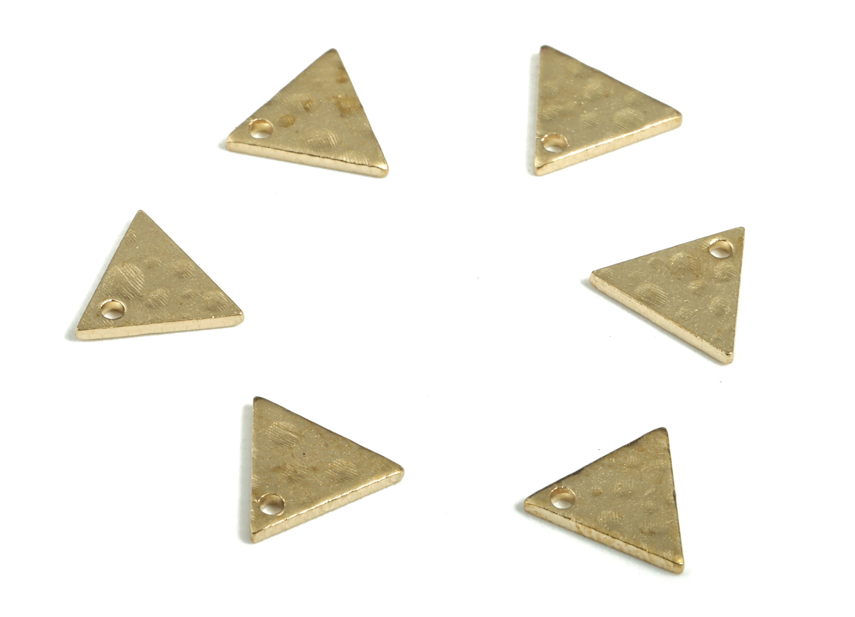 Brass Hammered Triangle Earring Charms - Raw Brass Triangle Pendant - Earring Findings - Jewelry Making Supplies - 8.85x7.63x0.96mm - PP3862 - DOMEDBAZAAR