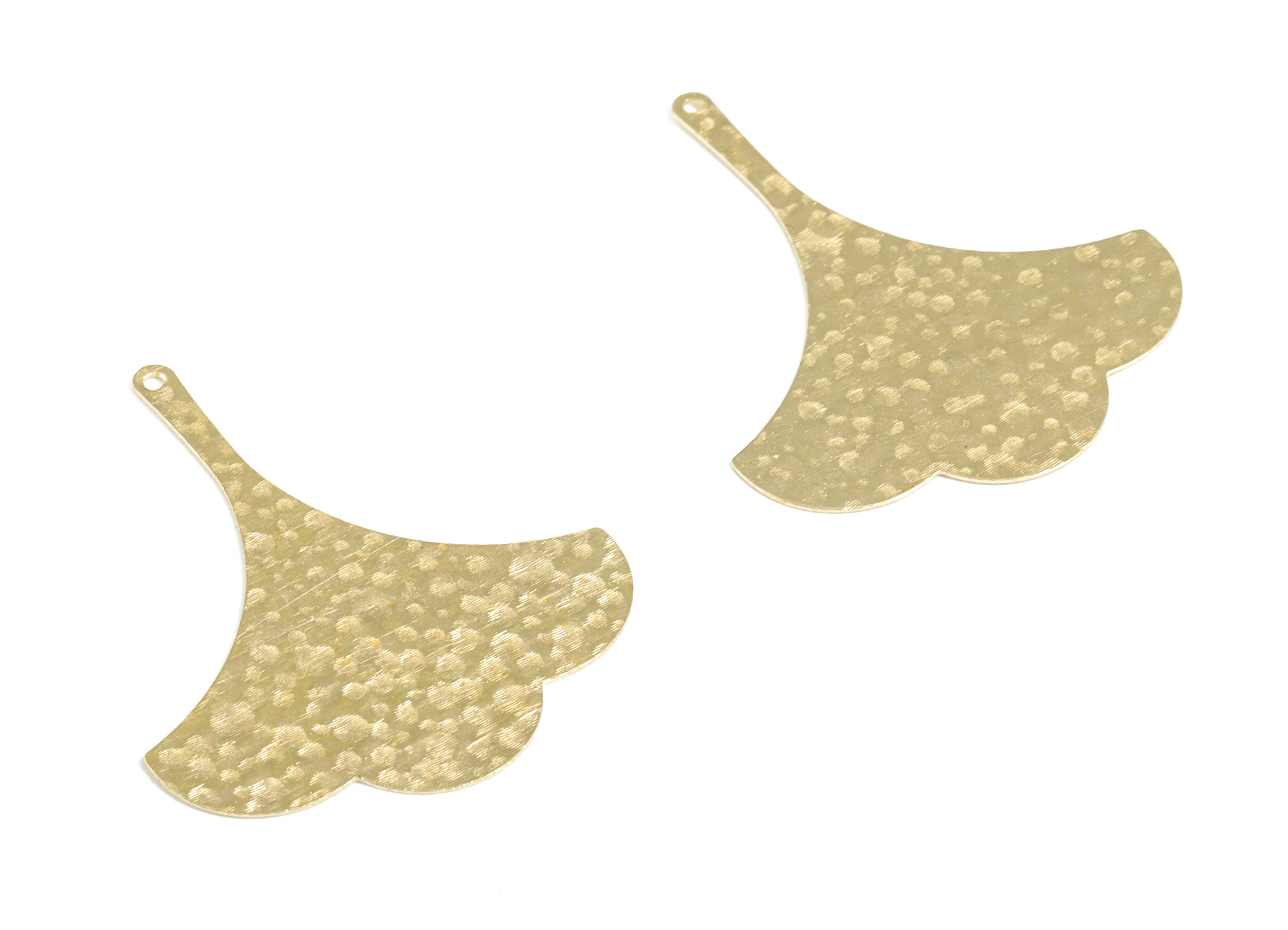 Brass Hammered Fan Earring Charms - Raw Brass Fan Pendant - Earring Findings - Jewelry Making Supplies - 37.19x31.01x0.4mm - PP3873 - DOMEDBAZAAR