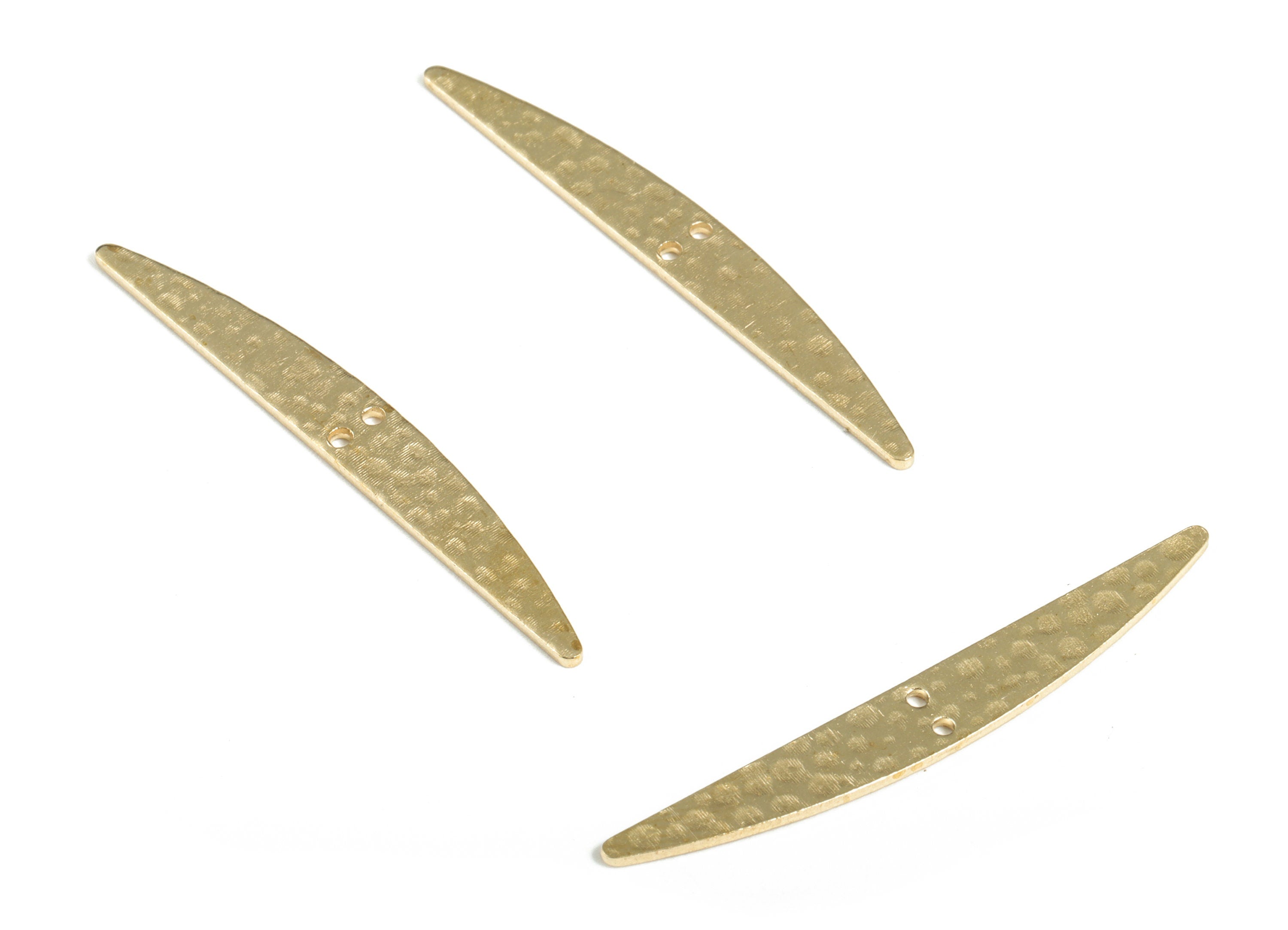 Brass Hammered Geometric Earring Connector - Raw Brass Geometric Earring Charms - 2 Holes - Jewelry Supplies - 43.47x5.55x0.96mm - PP3858 - DOMEDBAZAAR