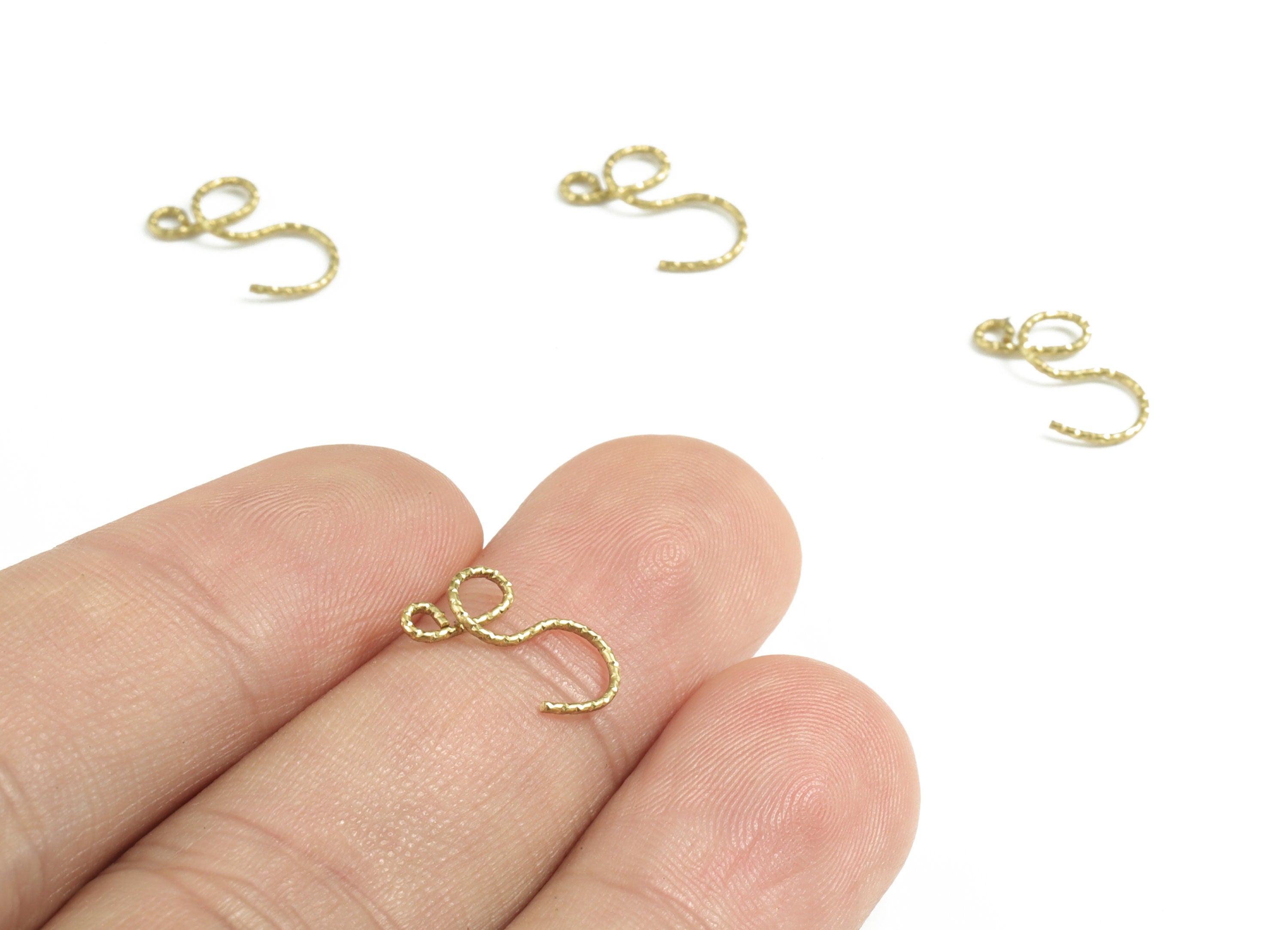 Brass S Letter Pendant - Raw Brass Wave Letter S Charms - Brass Wire - Jewelry Making Supplies - 12.71x7.15x0.69mm - PP3639S - DOMEDBAZAAR