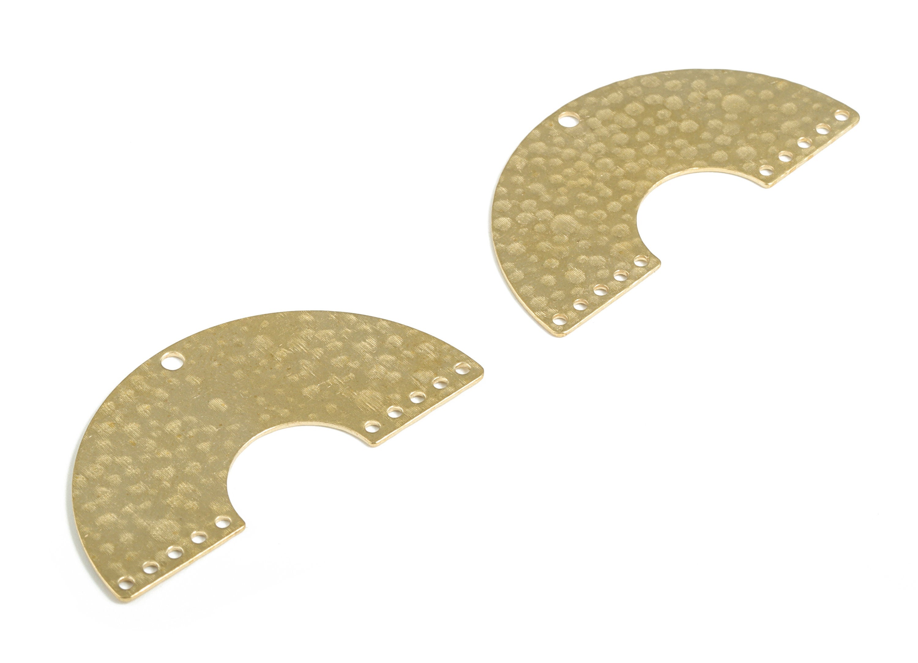 Brass Hammered U Earring Connector - Raw Brass U Earring Charms - 9 Holes - Jewelry Making Supplies - 40.96x21.01x0.6mm - PP3860 - DOMEDBAZAAR